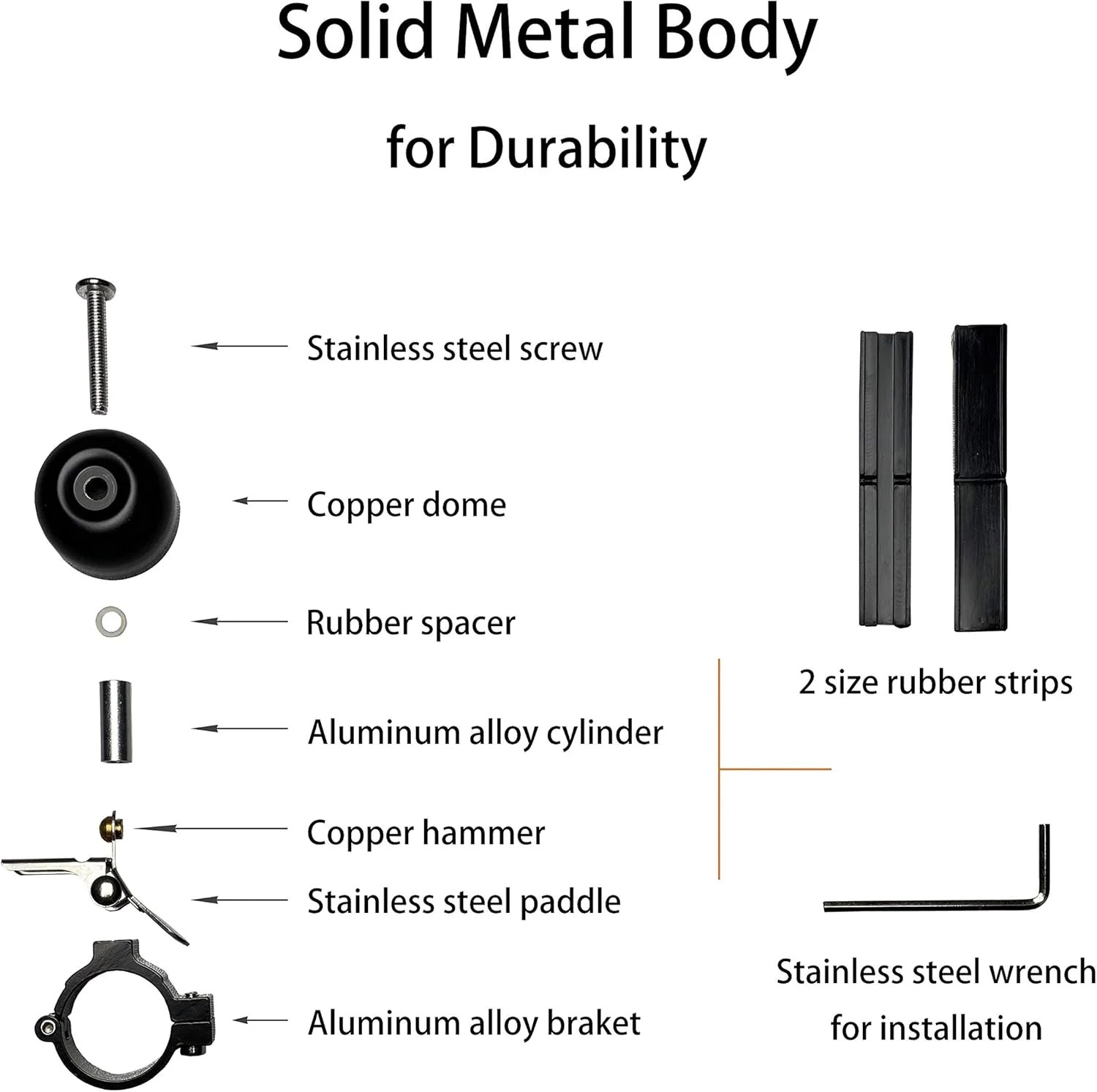 زنگ دوچرخه برنجی حرفه ای، بدنه تمام فلزی، زنگ دوچرخه با صدای بلند و مناسب برای بزرگسالان و کودکان، مناسب برای فرمان دوچرخه 0.79 تا 1 اینچ
