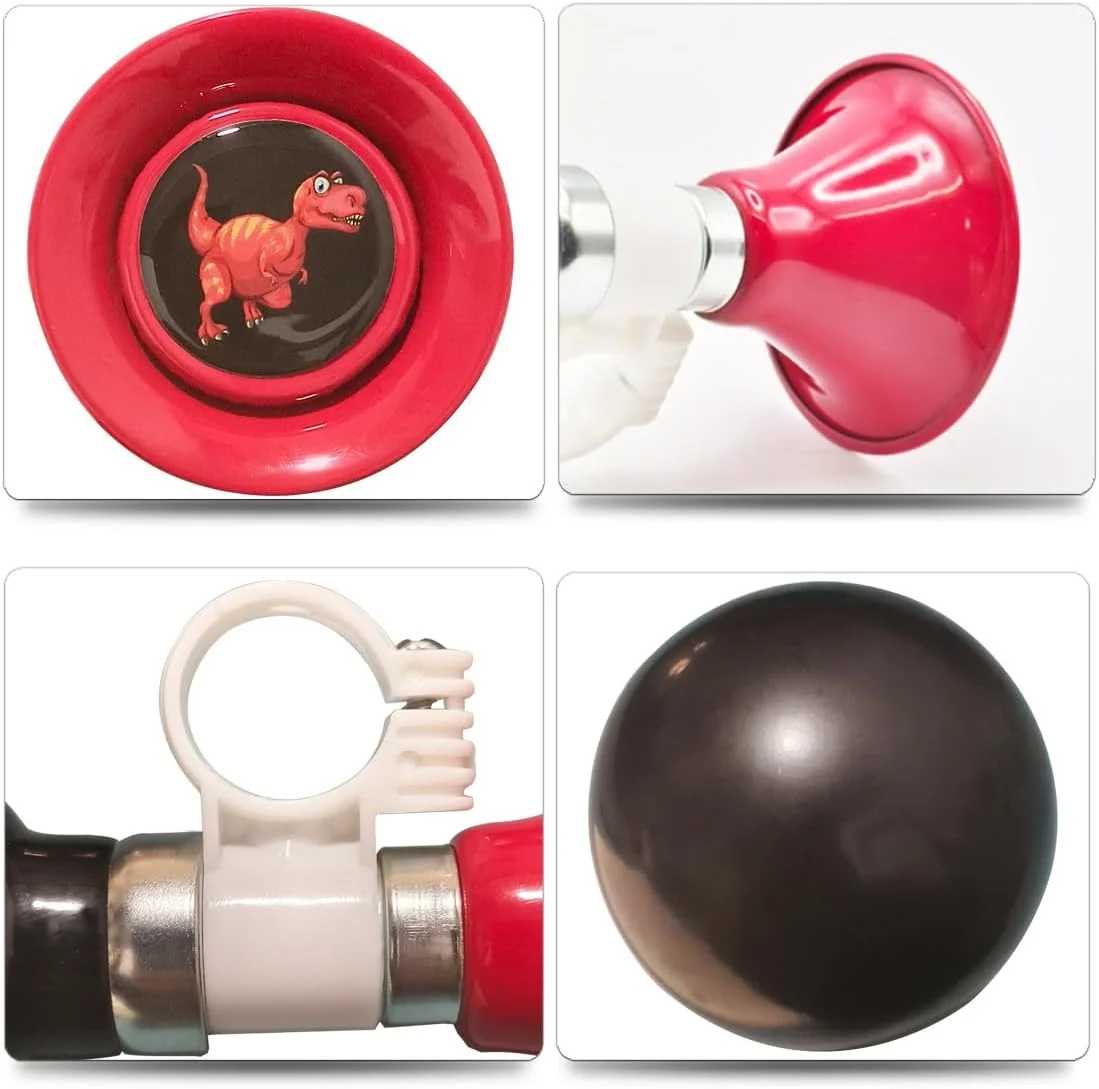 بوق دوچرخه کودکانه، بوق بادی فرمان دوچرخه زیبا برای پسران، لوازم جانبی دوچرخه جهانی برای سه چرخه، دوچرخه تعادلی، اسکوتر (تی-رکس)