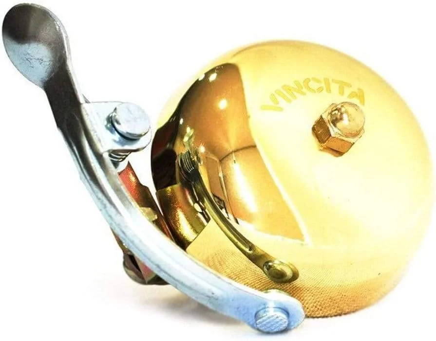زنگ دوچرخه برنجی وینسیتا - رنگ طلایی براق، صدای واضح و ماندگار، طنین انداز، مناسب برای همه دوچرخه ها، نصب آسان - لوازم جانبی دوچرخه کلاسیک رترو