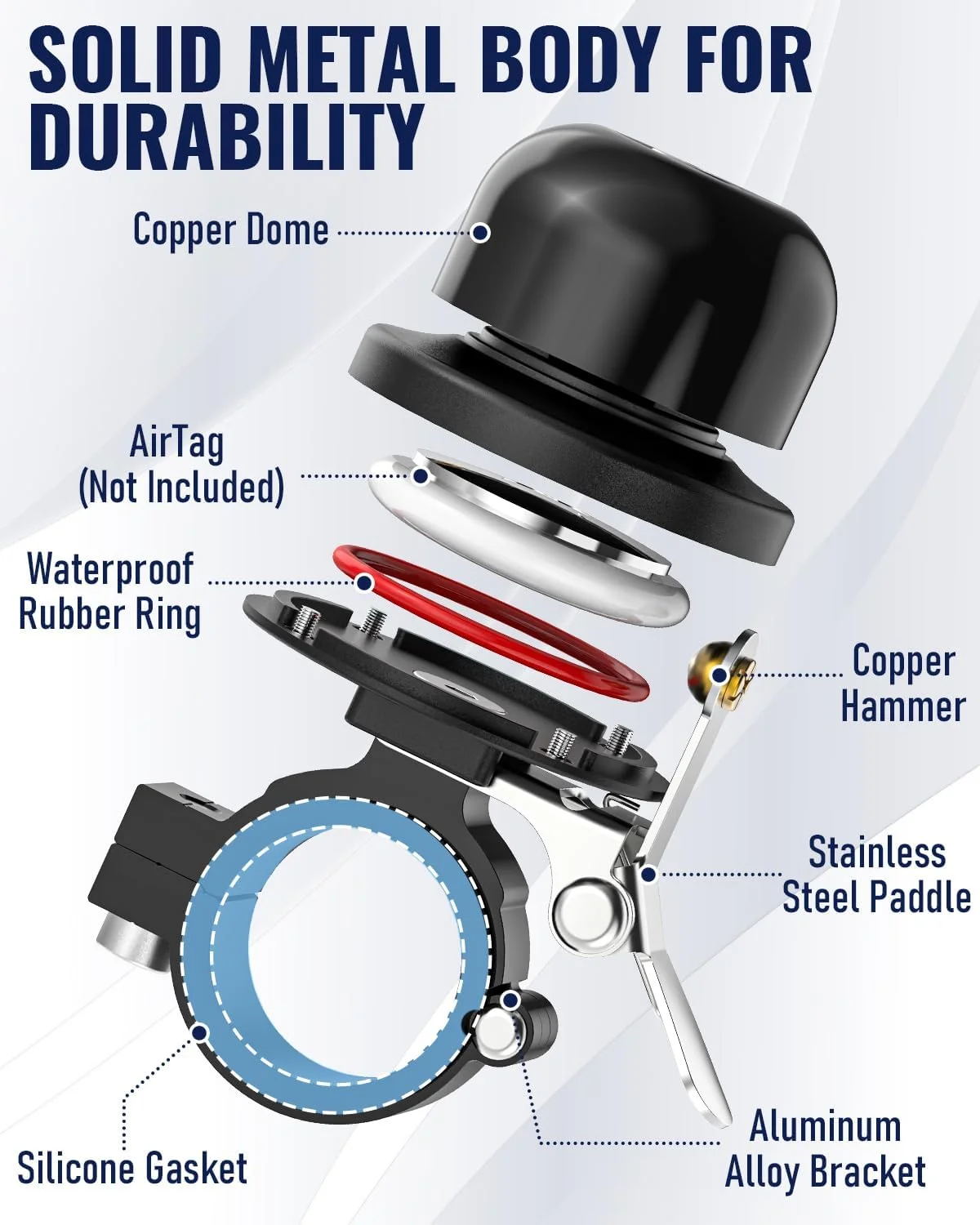زنگ دوچرخه VICTGOAL برای ردیاب اپل، نگهدارنده مخفی ردیاب زیر زنگ دوچرخه، زنگ دوچرخه با صدای بلند ضد سرقت، نصب آسان روی فرمان برای بزرگسالان و کودکان زنگ دوچرخه VICTGOAL برای ردیاب اپل، نگهدارنده مخفی ردیاب زیر زنگ دوچرخه، زنگ دوچرخه با صدای بلند ضد سرقت، نصب آسان روی فرمان برای بزرگسالان و کودکان