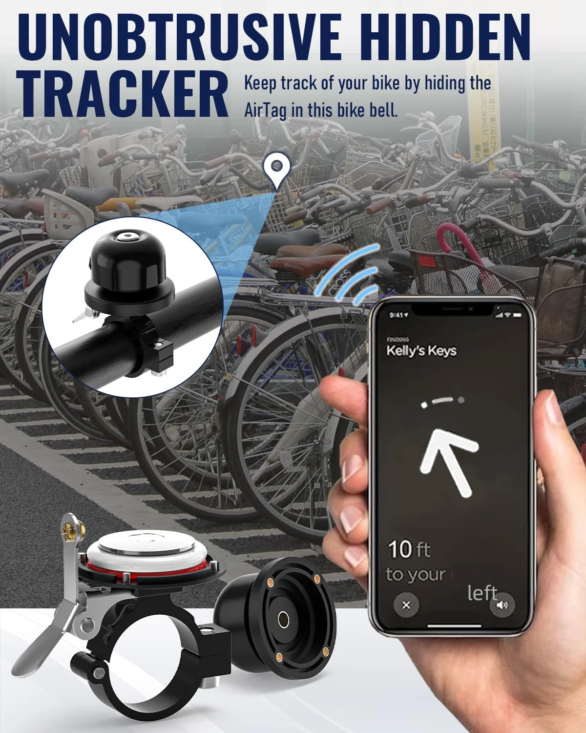 زنگ دوچرخه VICTGOAL برای ردیاب اپل، نگهدارنده مخفی ردیاب زیر زنگ دوچرخه، زنگ دوچرخه با صدای بلند ضد سرقت، نصب آسان روی فرمان برای بزرگسالان و کودکان زنگ دوچرخه VICTGOAL برای ردیاب اپل، نگهدارنده مخفی ردیاب زیر زنگ دوچرخه، زنگ دوچرخه با صدای بلند ضد سرقت، نصب آسان روی فرمان برای بزرگسالان و کودکان