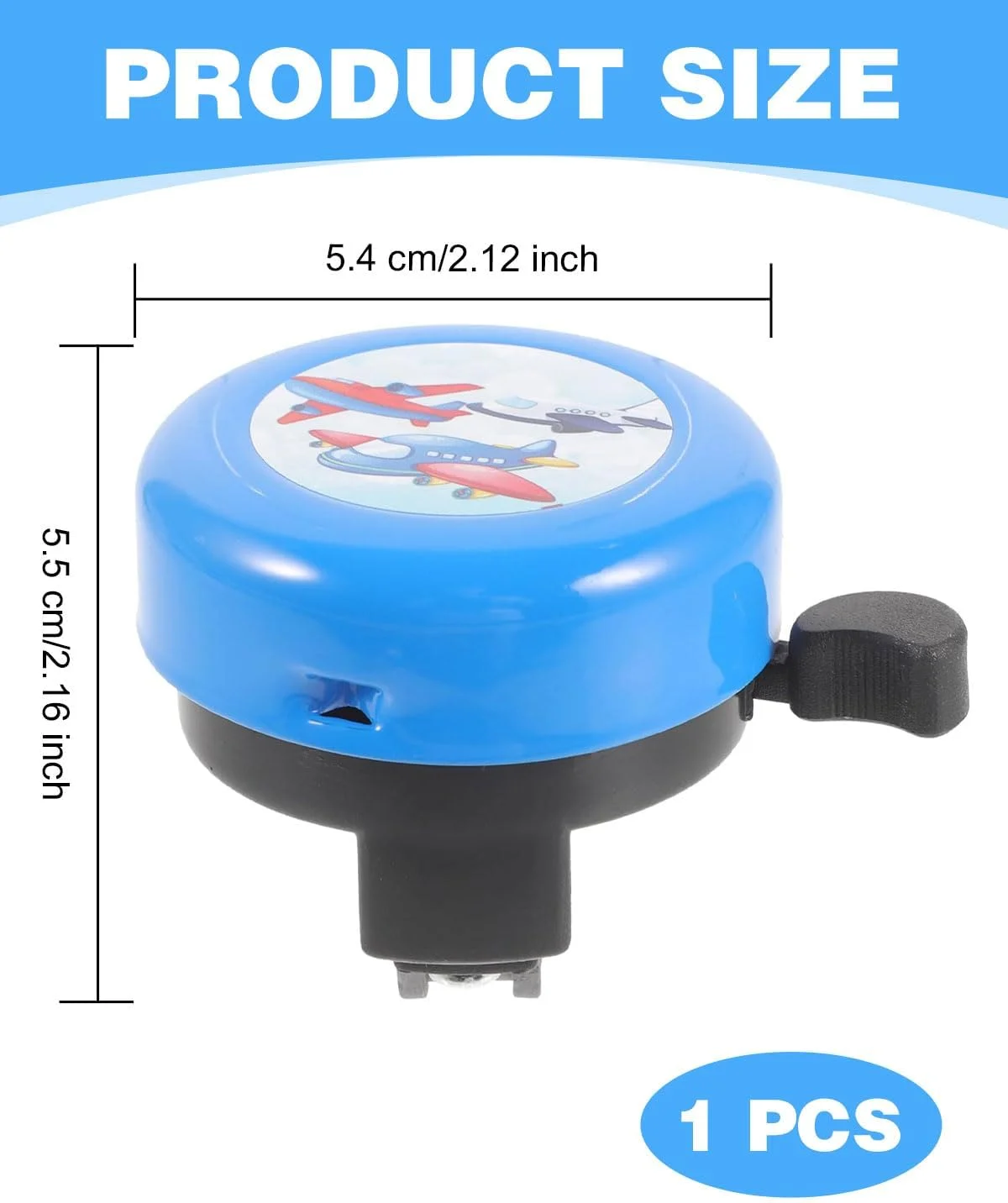 1 عدد زنگ دوچرخه کودکانه، زنگ کوچک دوچرخه آلومینیومی قوی، لوازم جانبی کوهستانی برای دوچرخه، دوچرخه کودکان، اسکوتر (هواپیمای کارتونی آبی)