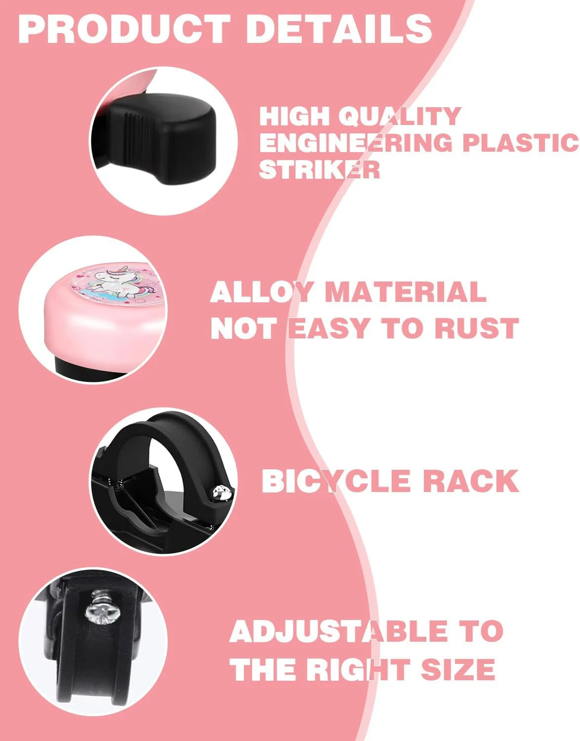 یک عدد زنگ دوچرخه کودکانه، زنگ دوچرخه آلومینیومی کوچک و بلند، لوازم جانبی دوچرخه کوهستانی، دوچرخه کودکانه، اسکوتر (تک شاخ صورتی زیبا) یک عدد زنگ دوچرخه کودکانه، زنگ دوچرخه آلومینیومی کوچک و بلند، لوازم جانبی دوچرخه کوهستانی، دوچرخه کودکانه، اسکوتر (تک شاخ صورتی زیبا)