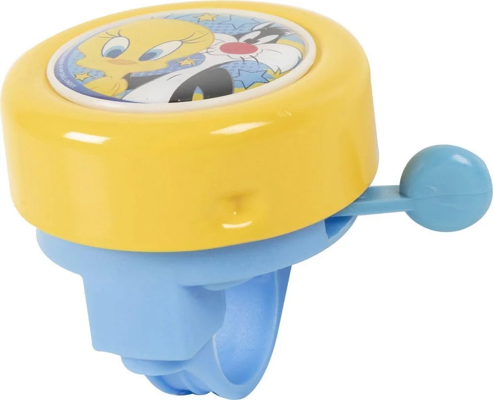 زنگ دوچرخه فلزی کودکانه طرح لونی تونز تیت و سیلوستر آبی زرد