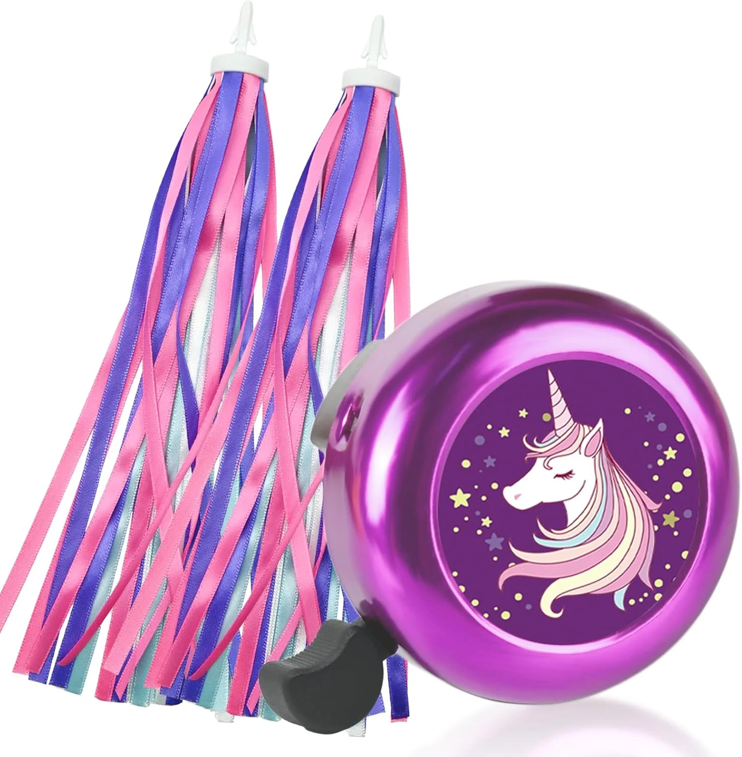 زنگ دوچرخه بچگانه به همراه 2 عدد روبان تزیینی دوچرخه برای دختران، لوازم جانبی زیبا برای دوچرخه کودکان