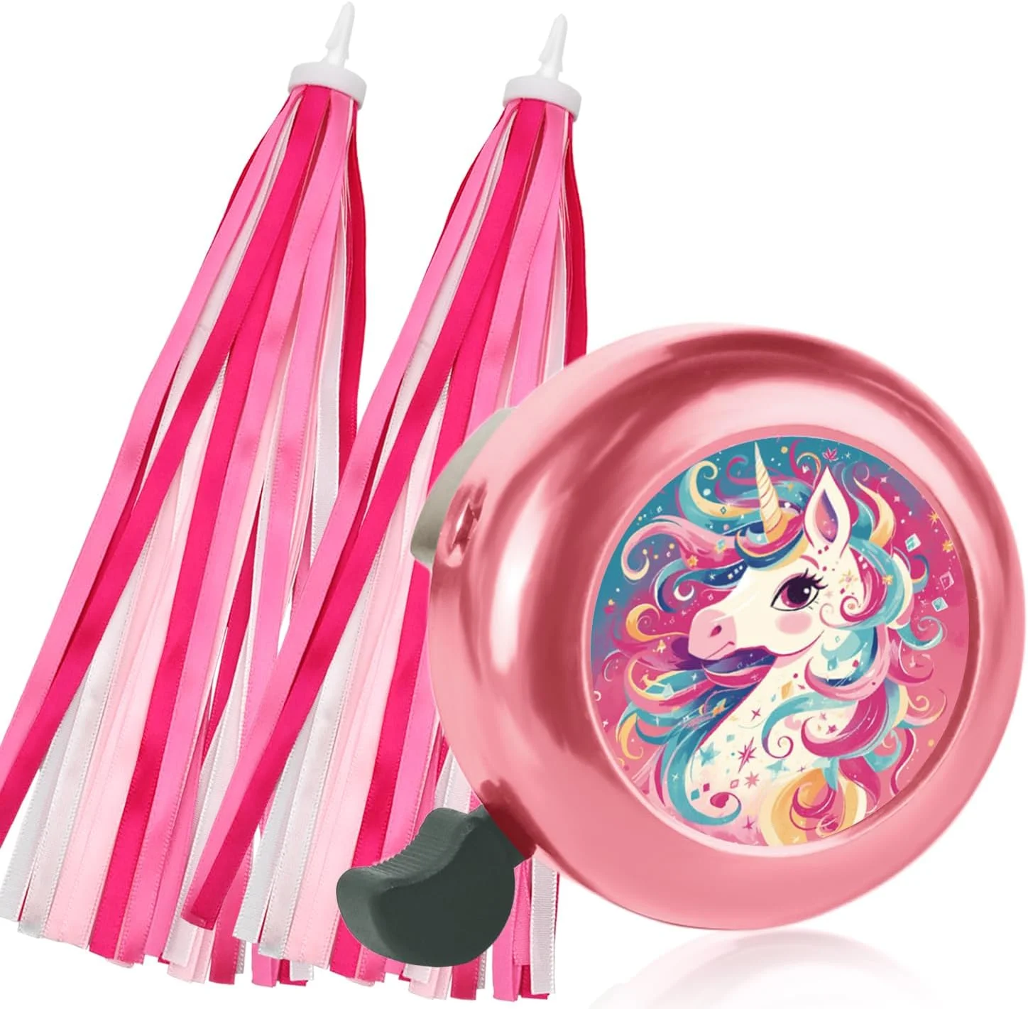 زنگ دوچرخه کودکانه به همراه 2 عدد روبان دوچرخه برای دختران، آسیاب بادی دوچرخه برای پسران و دختران، لوازم جانبی دوچرخه کودکانه زیبا