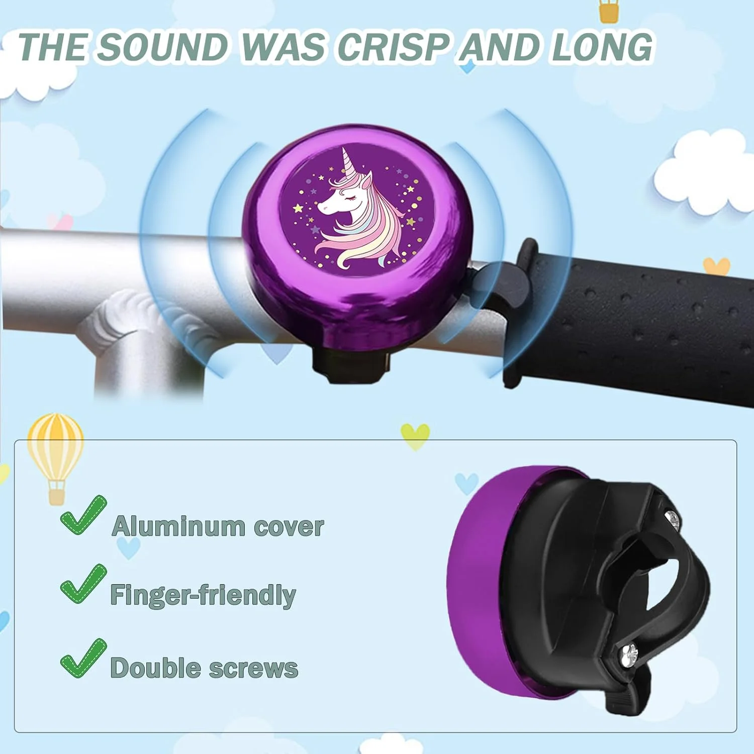 زنگ دوچرخه بچگانه به همراه 2 عدد روبان تزیینی دوچرخه برای دختران، لوازم جانبی زیبا برای دوچرخه کودکان زنگ دوچرخه بچگانه به همراه 2 عدد روبان تزیینی دوچرخه برای دختران، لوازم جانبی زیبا برای دوچرخه کودکان