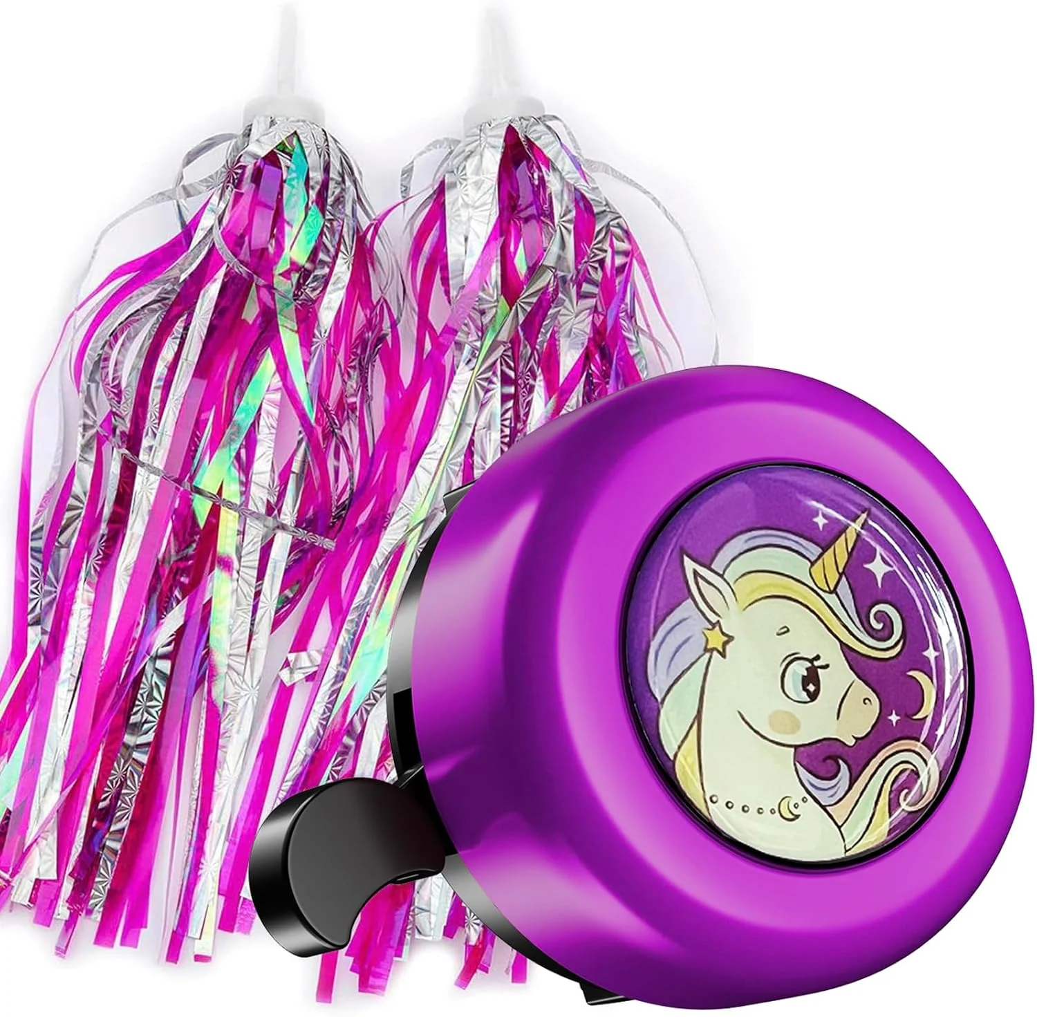 یک عدد زنگ دوچرخه کودکانه و 2 عدد تزیینات دسته دوچرخه برای دوچرخه کودکان، زنگ دوچرخه با صدای بلند و واضح، زنگ دوچرخه کارتونی زیبا برای دوچرخه جاده، دوچرخه برقی، دوچرخه کروز، لوازم جانبی دوچرخه کودکان