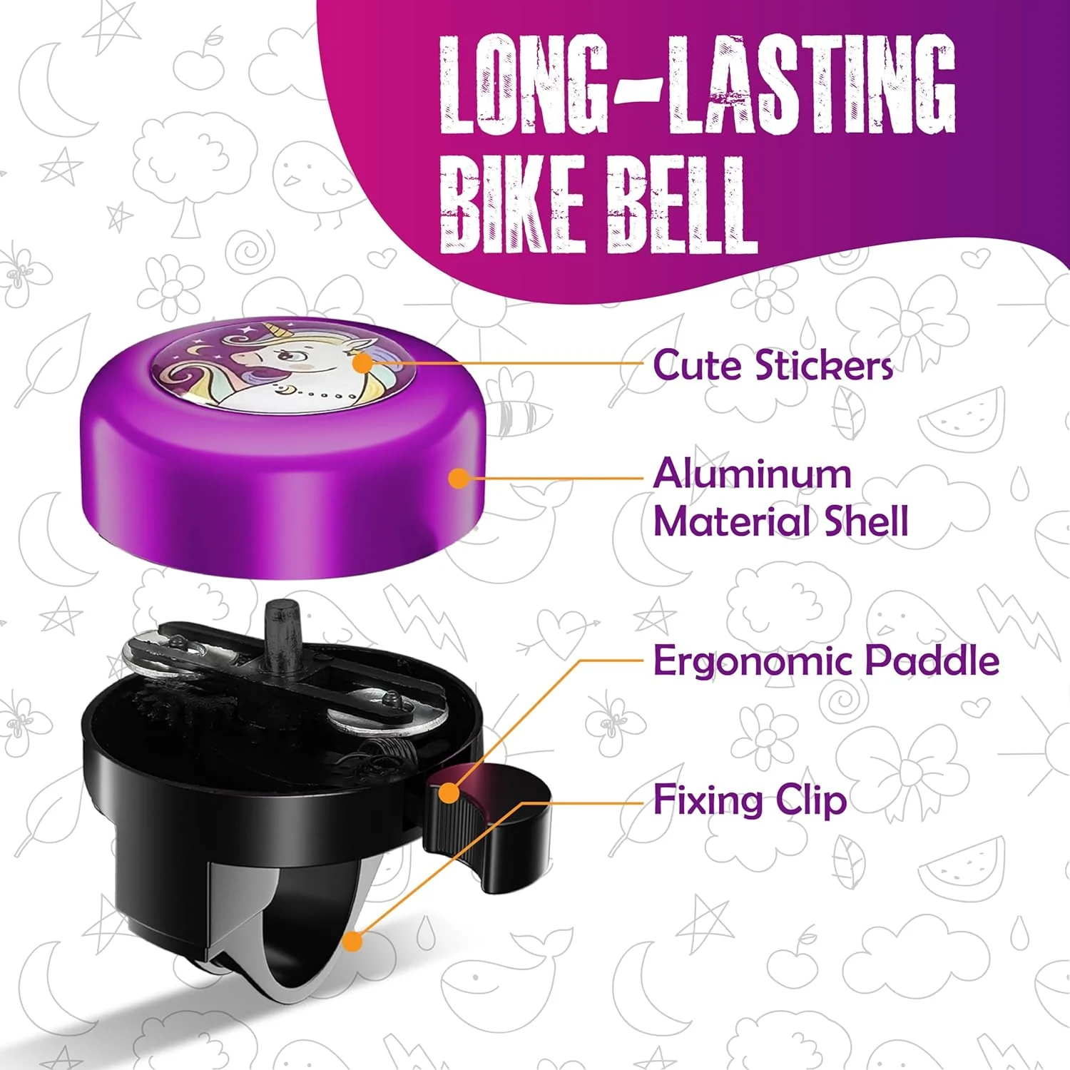 یک عدد زنگ دوچرخه کودکانه و 2 عدد تزیینات دسته دوچرخه برای دوچرخه کودکان، زنگ دوچرخه با صدای بلند و واضح، زنگ دوچرخه کارتونی زیبا برای دوچرخه جاده، دوچرخه برقی، دوچرخه کروز، لوازم جانبی دوچرخه کودکان یک عدد زنگ دوچرخه کودکانه و 2 عدد تزیینات دسته دوچرخه برای دوچرخه کودکان، زنگ دوچرخه با صدای بلند و واضح، زنگ دوچرخه کارتونی زیبا برای دوچرخه جاده، دوچرخه برقی، دوچرخه کروز، لوازم جانبی دوچرخه کودکان