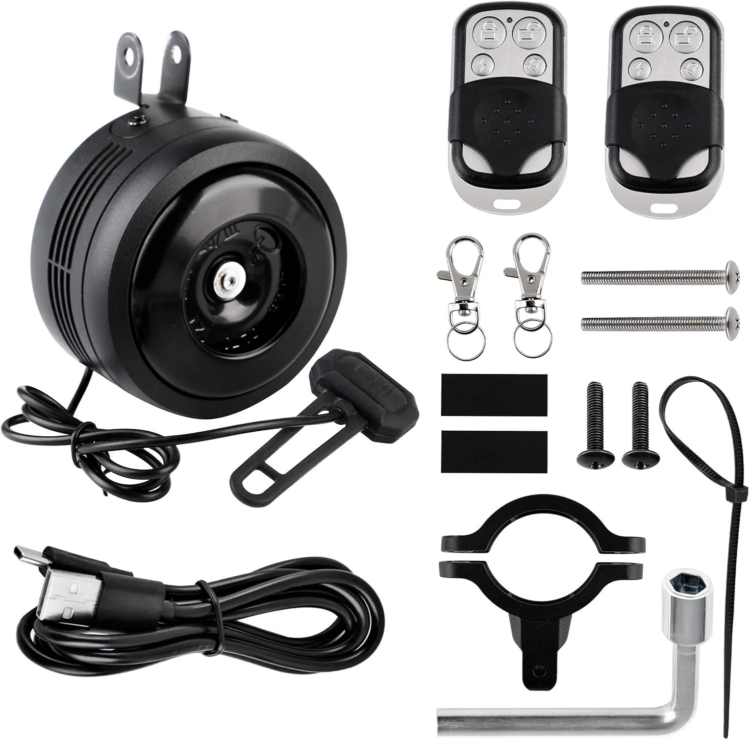 بوق برقی دوچرخه 126Db، زنگ هشدار دوچرخه شارژی، بوق دوچرخه بلند برای بزرگسالان، ضد آب، زنگ هشدار لرزشی ضد سرقت برای دوچرخه های جاده ای، کوهستانی، موتور سیکلت، اسکوتر و غیره