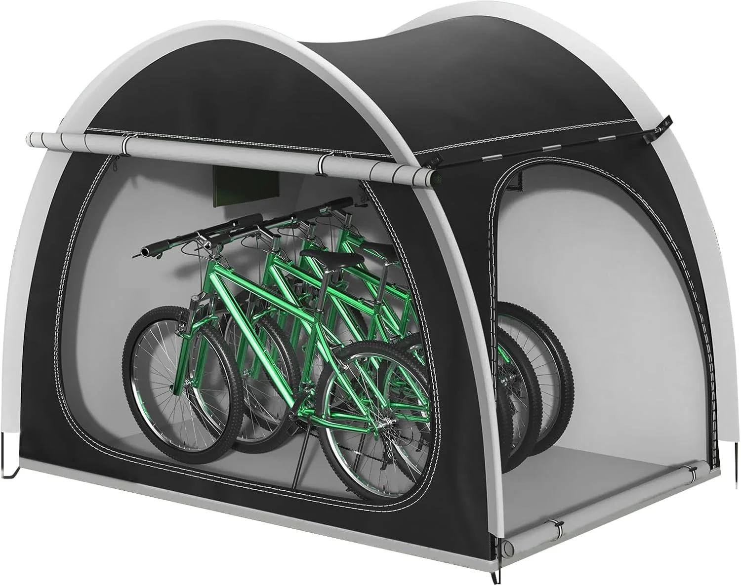 چادر سرپناه دوچرخه Beauenty - سرپناه دوچرخه قابل حمل در فضای باز با پارچه آکسفورد 211D با روکش نقره ای برای 3-4 دوچرخه، برای حیاط گاراژ کمپینگ در فضای باز (بزرگ)
