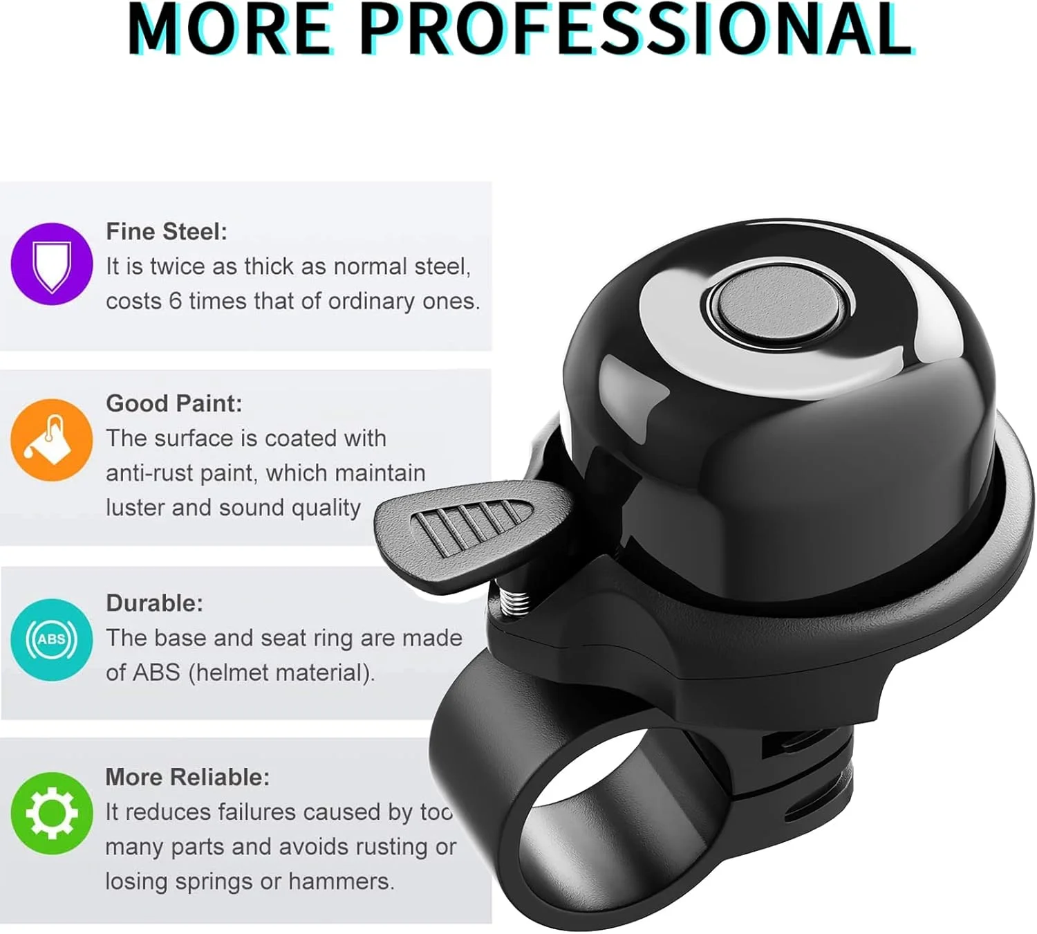 بسته 2 عددی زنگ دوچرخه کلاسیک، زنگ دوچرخه | صدای واضح و رسا، مناسب دوچرخه شهری، BMX، دوچرخه ورزشی برای بزرگسالان و کودکان، قابل استفاده با دست راست / دست چپ - مشکی بسته 2 عددی زنگ دوچرخه کلاسیک، زنگ دوچرخه | صدای واضح و رسا، مناسب دوچرخه شهری، BMX، دوچرخه ورزشی برای بزرگسالان و کودکان، قابل استفاده با دست راست / دست چپ - مشکی