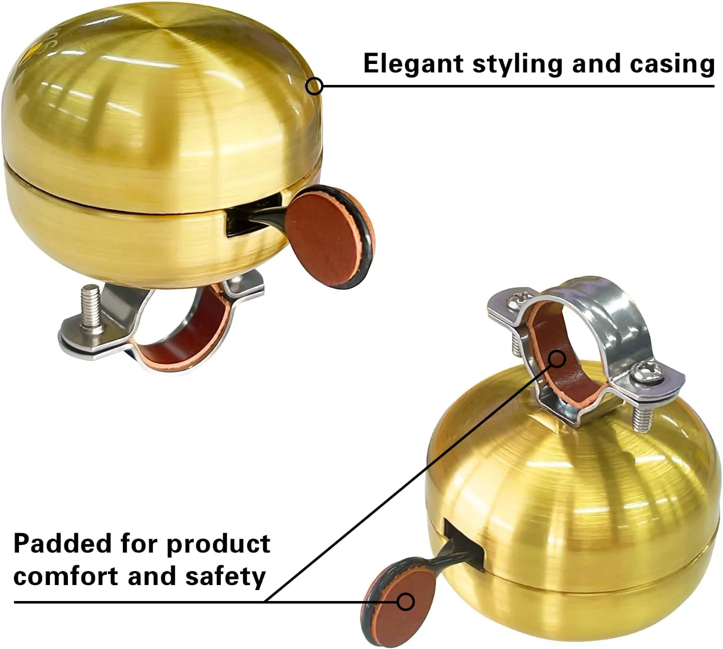 زنگ دوچرخه برنجی با صدای واضح و رسا، مناسب برای فرمان های 22.2-31.8 میلی متر، دوچرخه های شهری، کورسی و کوهستان زنگ دوچرخه برنجی با صدای واضح و رسا، مناسب برای فرمان های 22.2-31.8 میلی متر، دوچرخه های شهری، کورسی و کوهستان