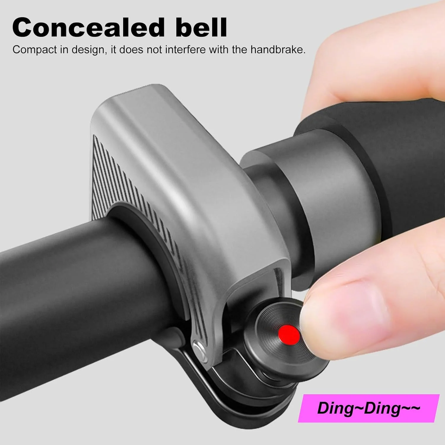 زنگ دوچرخه Qisan، بدنه پلاستیکی محکم و زنگ دوچرخه آلیاژ آلومینیوم با صدای واضح و بلند حداکثر 90 دسی بل، بوق دوچرخه مناسب برای فرمان 22.2-31.8 میلی متر برای دوچرخه کوهستانی جاده ای خاکستری