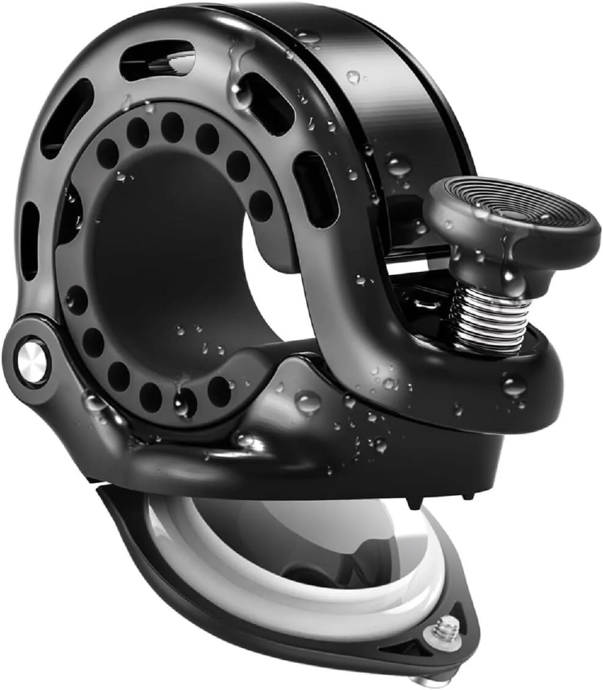 زنگ دوچرخه RAVEMEN Q2 برای AirTag، نوع حلقه ای، نوع مخفی، سبک وزن، صدای بلند، آهنگ با طراوت، آلیاژ آلومینیوم، سازگار با دوچرخه های جاده ای، دوچرخه های کوهستانی، دوچرخه های کراس و غیره، داخل دسته