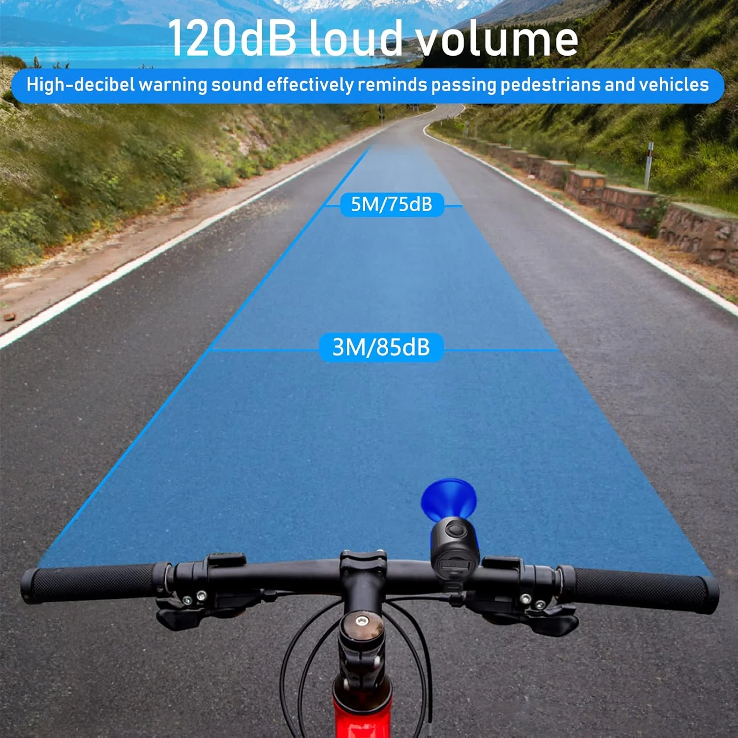 بوق دوچرخه، زنگ دوچرخه 120dB ضد آب IPX4 با بوق الکتریکی 300mAh برای دوچرخه کوهستانی/جاده/اسکوتر بزرگسالان و کودکان بوق دوچرخه، زنگ دوچرخه 120dB ضد آب IPX4 با بوق الکتریکی 300mAh برای دوچرخه کوهستانی/جاده/اسکوتر بزرگسالان و کودکان