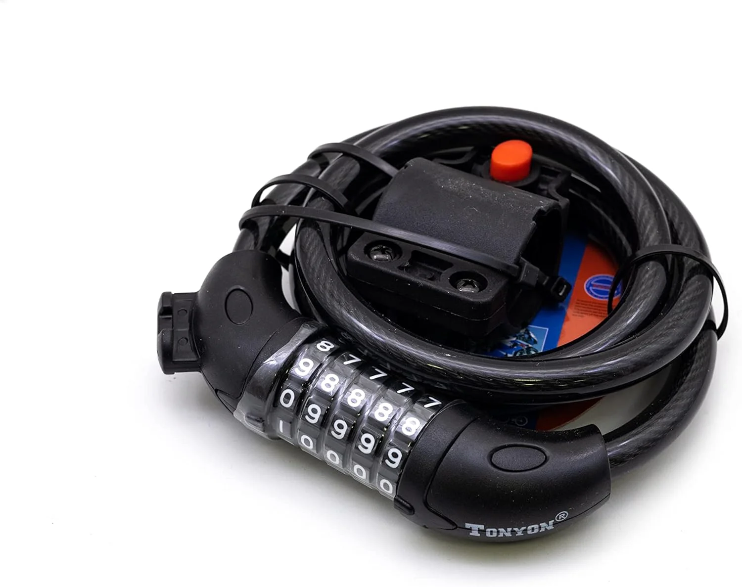 قفل دوچرخه کابلی ترکیبی قابل تنظیم مجدد با رمز 5 رقمی 1.2 متری ضد سرقت - مشکی