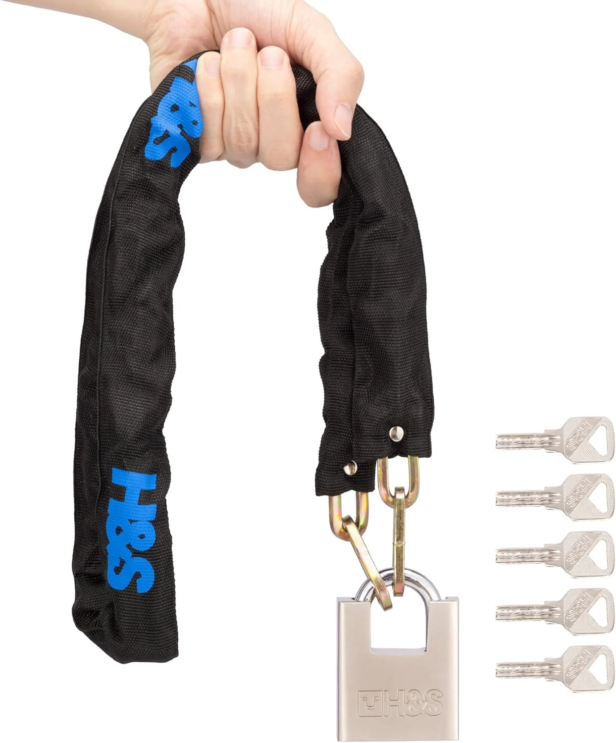 قفل زنجیری H&S (قطر 6 میلی متر در طول 1200 میلی متر) - قفل زنجیری سنگین دوچرخه و موتورسیکلت H & S با قطر 6/8/10 میلی متر در طول 1.2/2 متر