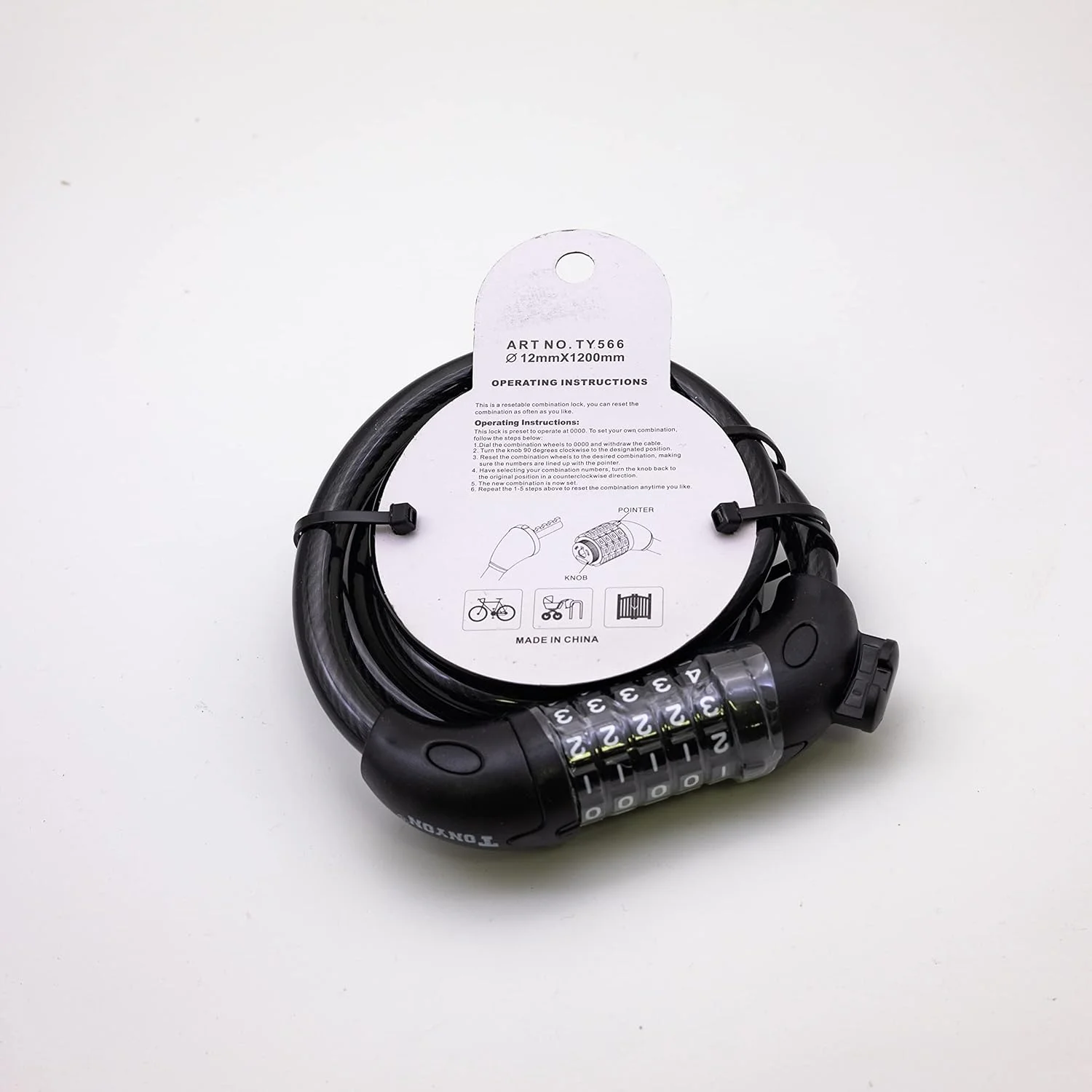 قفل دوچرخه کابلی ترکیبی قابل تنظیم مجدد با رمز 5 رقمی 1.2 متری ضد سرقت - مشکی قفل دوچرخه کابلی ترکیبی قابل تنظیم مجدد با رمز 5 رقمی 1.2 متری ضد سرقت - مشکی