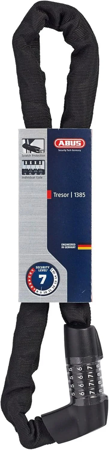 قفل زنجیری ABUS Tresor 1385 - قفل ترکیبی فولاد سخت کاری شده - زنجیر مربعی 7 میلی متری - سطح امنیت ABUS 7 - 85 سانتی متر - مشکی قفل زنجیری ABUS Tresor 1385 - قفل ترکیبی فولاد سخت کاری شده - زنجیر مربعی 7 میلی متری - سطح امنیت ABUS 7 - 85 سانتی متر - مشکی