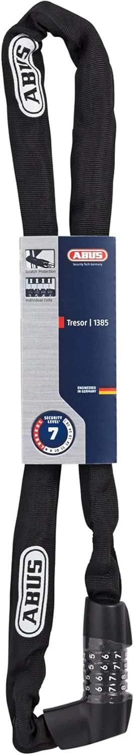 قفل زنجیری ABUS Tresor 1385 - قفل ترکیبی فولادی سخت کاری شده - زنجیر مربعی 7 میلی متری - سطح امنیت ABUS 7 - 110 سانتی متر - مشکی قفل زنجیری ABUS Tresor 1385 - قفل ترکیبی فولادی سخت کاری شده - زنجیر مربعی 7 میلی متری - سطح امنیت ABUS 7 - 110 سانتی متر - مشکی