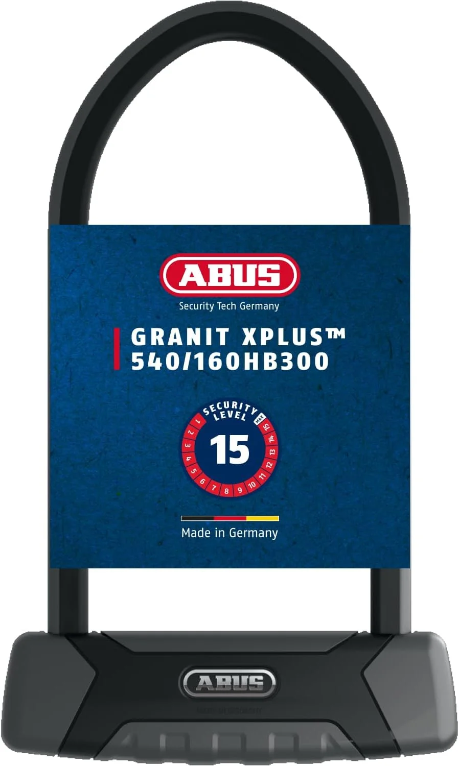 قفل یو شکل دوچرخه ABUS Granit X-Plus 540 540/160 HB230، 9 اینچ + USH، مشکی