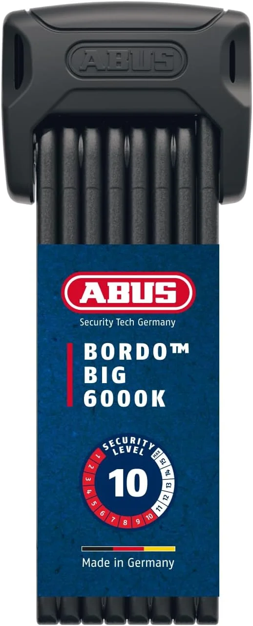 قفل تاشو ABUS Bordo 6000K با نگهدارنده قفل SH - قفل دوچرخه با سیلندر XPlus برای محافظت بالا در برابر دستکاری - سطح امنیت ABUS 10 - طول 120 سانتی متر