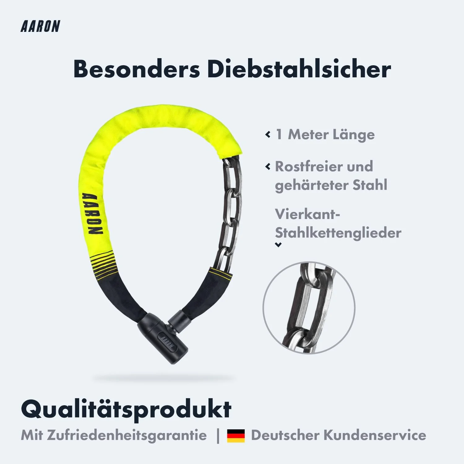 قفل دوچرخه AARON Lock One با کلید، قفل زنجیری فولادی با سطح ایمنی بالا، قفل برای دوچرخه برقی، دوچرخه کوهستانی، دوچرخه ترکینگ، دوچرخه توریستی، دوچرخه جاده ای به رنگ زرد قفل دوچرخه AARON Lock One با کلید، قفل زنجیری فولادی با سطح ایمنی بالا، قفل برای دوچرخه برقی، دوچرخه کوهستانی، دوچرخه ترکینگ، دوچرخه توریستی، دوچرخه جاده ای به رنگ زرد