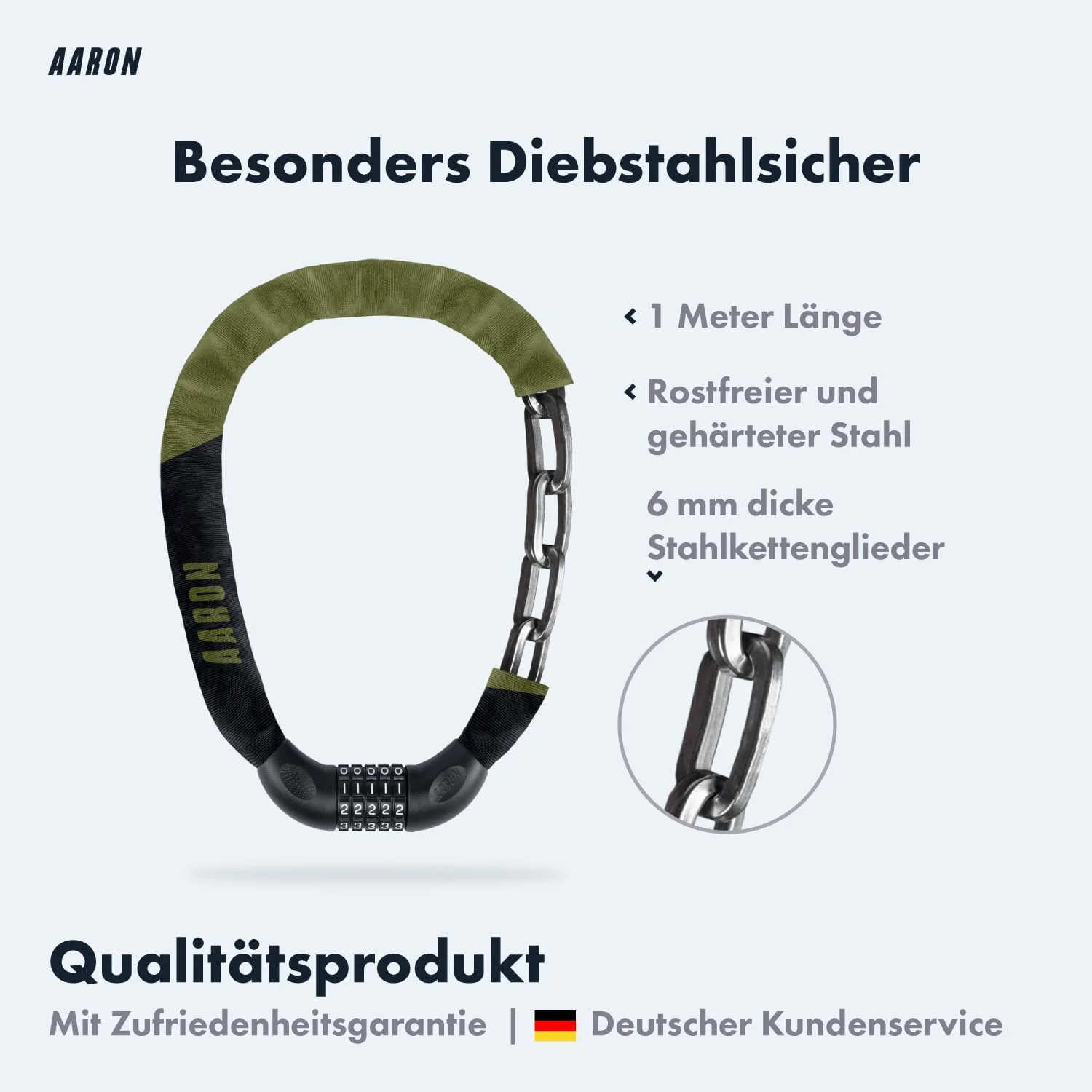 قفل زنجیری دوچرخه AARON با رمز 5 رقمی، قفل زنجیری فولادی و سطح امنیت بالا برای دوچرخه برقی، دوچرخه کوهستانی، دوچرخه توریستی، دوچرخه شهری، دوچرخه جاده ای - زیتونی قفل زنجیری دوچرخه AARON با رمز 5 رقمی، قفل زنجیری فولادی و سطح امنیت بالا برای دوچرخه برقی، دوچرخه کوهستانی، دوچرخه توریستی، دوچرخه شهری، دوچرخه جاده ای - زیتونی