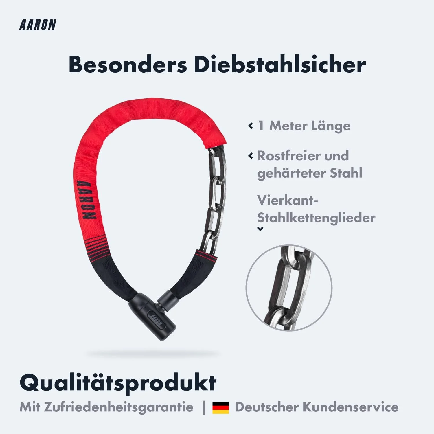 قفل دوچرخه AARON مدل Lock One با کلید، قفل زنجیری فولادی با سطح ایمنی بالا، قفل برای دوچرخه برقی، دوچرخه کوهستانی، دوچرخه ترکینگ، دوچرخه توریستی، دوچرخه جاده ای به رنگ قرمز قفل دوچرخه AARON مدل Lock One با کلید، قفل زنجیری فولادی با سطح ایمنی بالا، قفل برای دوچرخه برقی، دوچرخه کوهستانی، دوچرخه ترکینگ، دوچرخه توریستی، دوچرخه جاده ای به رنگ قرمز