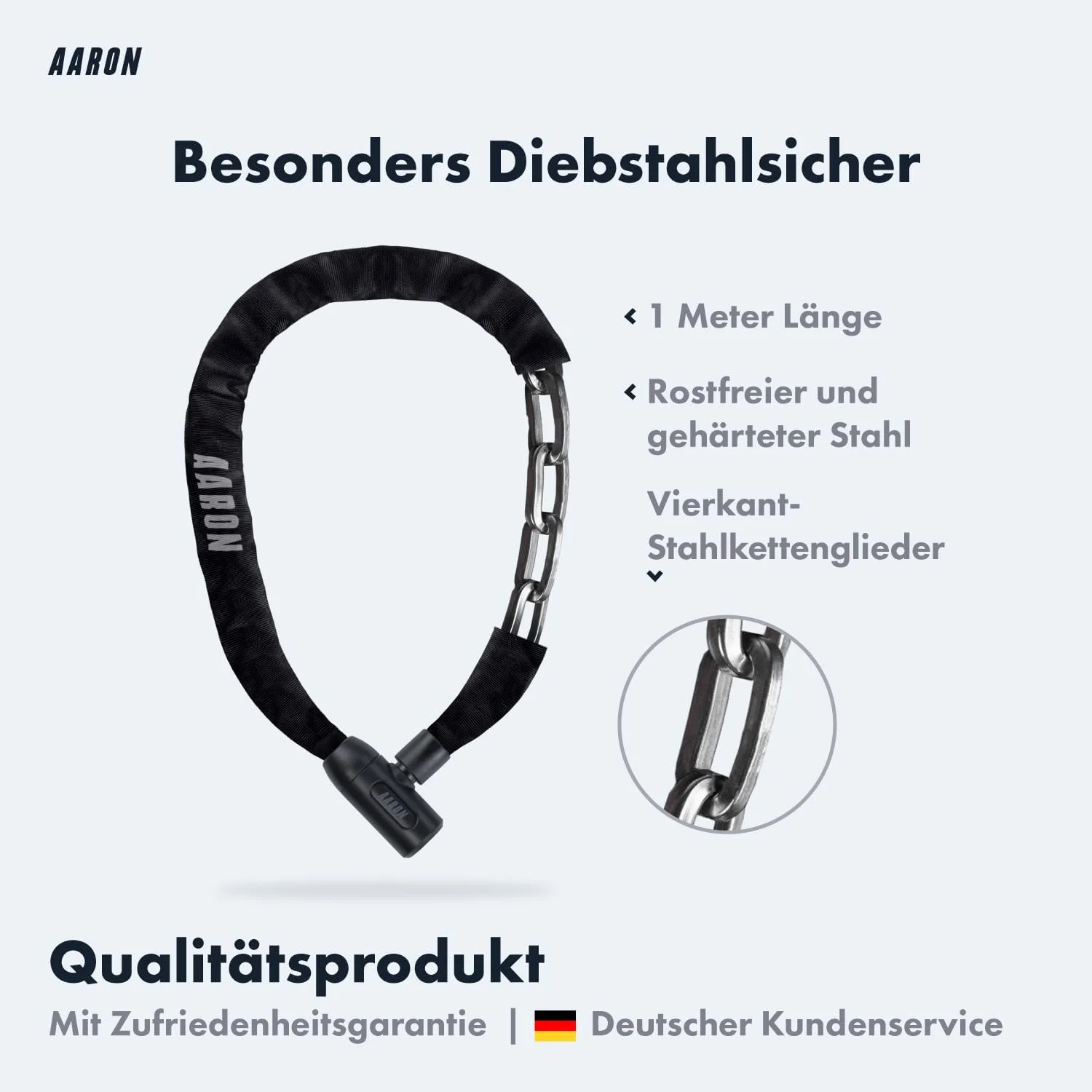 قفل دوچرخه AARON Lock One با کلید، قفل زنجیری فولادی با سطح امنیت بالا، قفل برای دوچرخه برقی، دوچرخه کوهستانی، دوچرخه ترکینگ، دوچرخه توریستی، دوچرخه جاده ای به رنگ مشکی قفل دوچرخه AARON Lock One با کلید، قفل زنجیری فولادی با سطح امنیت بالا، قفل برای دوچرخه برقی، دوچرخه کوهستانی، دوچرخه ترکینگ، دوچرخه توریستی، دوچرخه جاده ای به رنگ مشکی