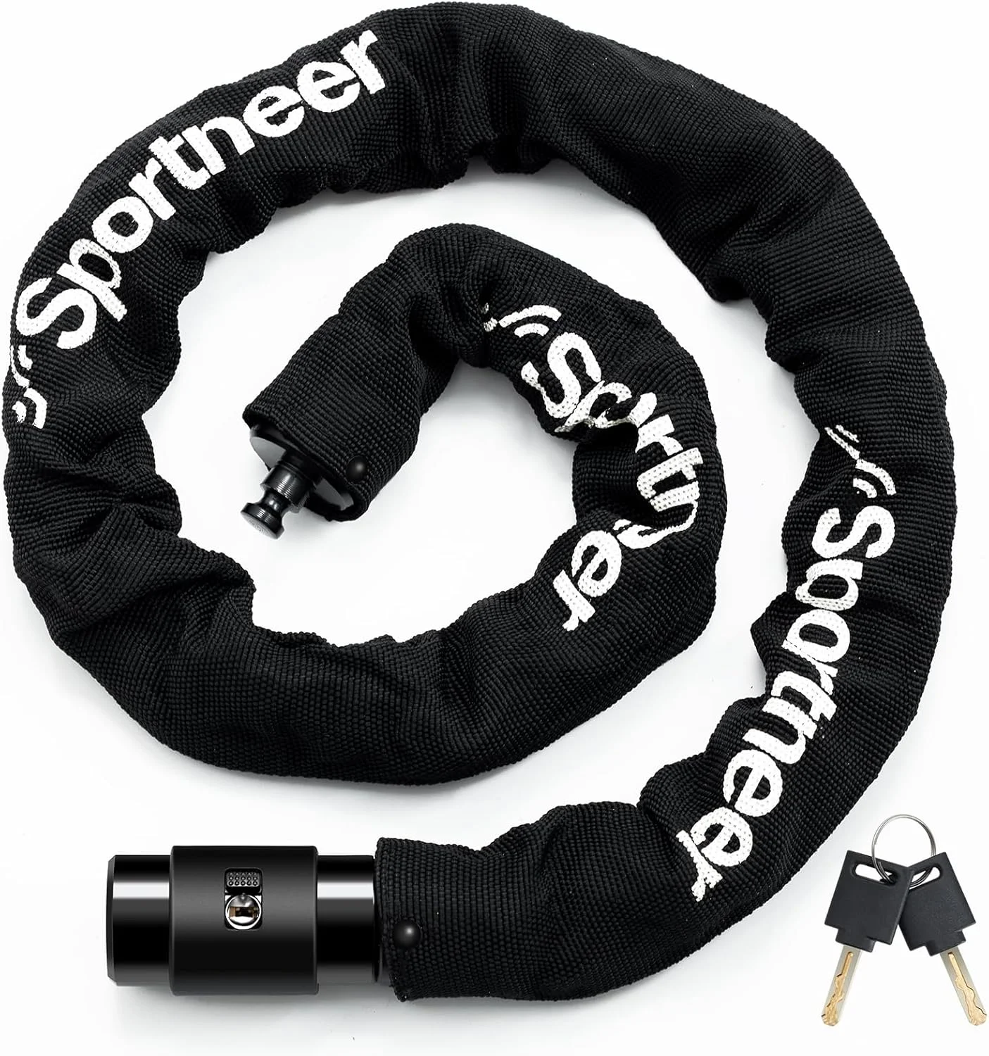قفل زنجیری دوچرخه Sportneer، طول 1 متر، ضخامت 8 میلی‌متر، ضد سرقت، ضد برش، قفل زنجیری دوچرخه با امنیت بالا، قابل حمل و قوی به همراه کلید برای اسکوتر، دوچرخه کوهستانی، موتور سیکلت