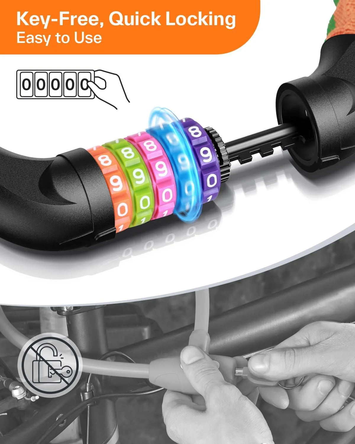 قفل زنجیری دوچرخه Sportneer، قفل ضد سرقت دوچرخه با رمز 5 رقمی قابل تنظیم (97 سانتی متر، چند رنگ) قفل زنجیری دوچرخه Sportneer، قفل ضد سرقت دوچرخه با رمز 5 رقمی قابل تنظیم (97 سانتی متر، چند رنگ)