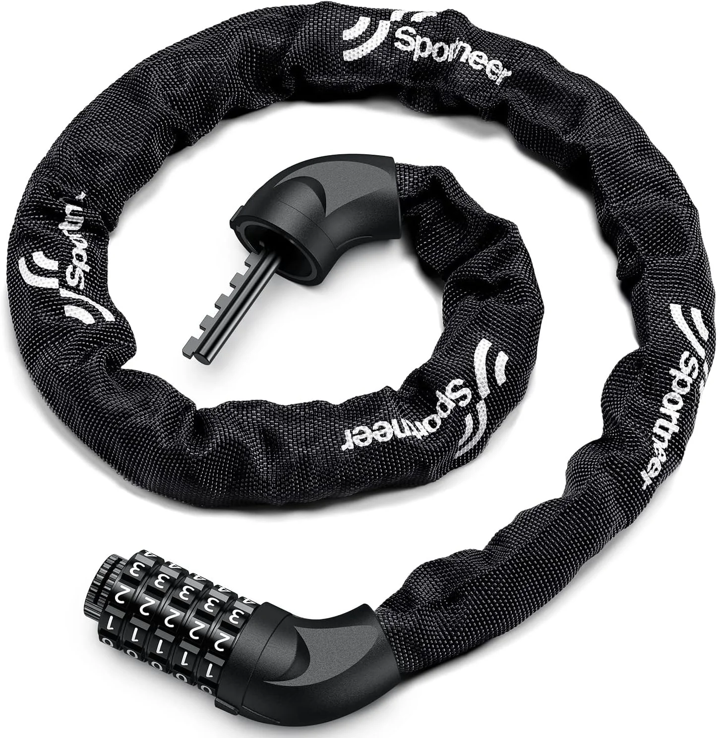 قفل زنجیره ای دوچرخه Sportneer با رمز 5 رقمی، ضد سرقت با امنیت بالا - طول 0.97 متر، قفل دوچرخه سنگین برای دوچرخه و اسکوتر - ضخامت 6 میلی متر