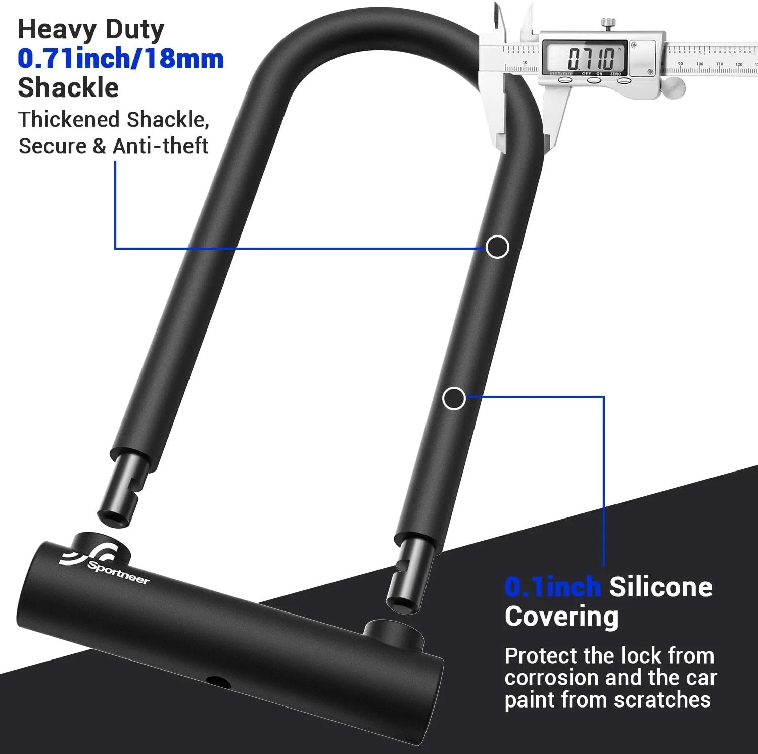 قفل U شکل دوچرخه Sportneer - قفل های ضد سرقت سنگین 18 میلی متری با 2 کلید - قفل های U شکل دوچرخه با براکت نصب محکم برای دوچرخه های جاده ای، کوهستانی، برقی و تاشو قفل U شکل دوچرخه Sportneer - قفل های ضد سرقت سنگین 18 میلی متری با 2 کلید - قفل های U شکل دوچرخه با براکت نصب محکم برای دوچرخه های جاده ای، کوهستانی، برقی و تاشو