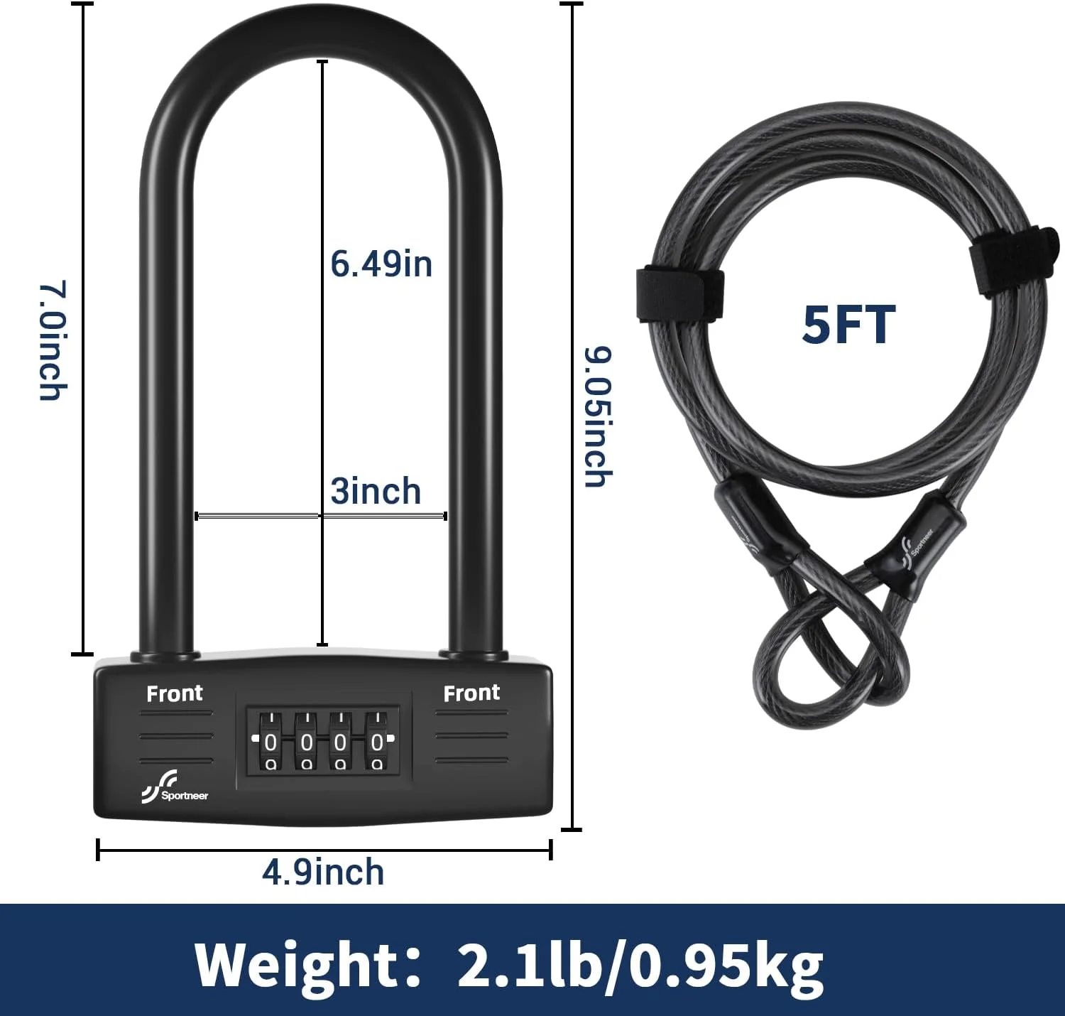قفل U دوچرخه Sportneer با رمز: مجموعه قفل های دوچرخه سنگین با کابل فولادی امنیتی 1.5 متری، قفل U بدون کلید برای دوچرخه های جاده ای، کوهستانی، اسکوتر و دروازه ضد سرقت قفل U دوچرخه Sportneer با رمز: مجموعه قفل های دوچرخه سنگین با کابل فولادی امنیتی 1.5 متری، قفل U بدون کلید برای دوچرخه های جاده ای، کوهستانی، اسکوتر و دروازه ضد سرقت