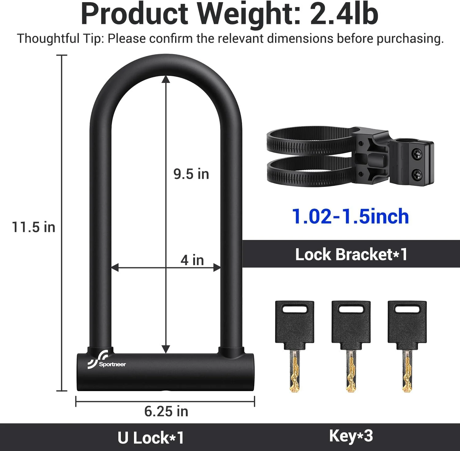 قفل U شکل دوچرخه Sportneer - قفل های ضد سرقت سنگین 18 میلی متری با 2 کلید - قفل های U شکل دوچرخه با براکت نصب محکم برای دوچرخه های جاده ای، کوهستانی، برقی و تاشو قفل U شکل دوچرخه Sportneer - قفل های ضد سرقت سنگین 18 میلی متری با 2 کلید - قفل های U شکل دوچرخه با براکت نصب محکم برای دوچرخه های جاده ای، کوهستانی، برقی و تاشو