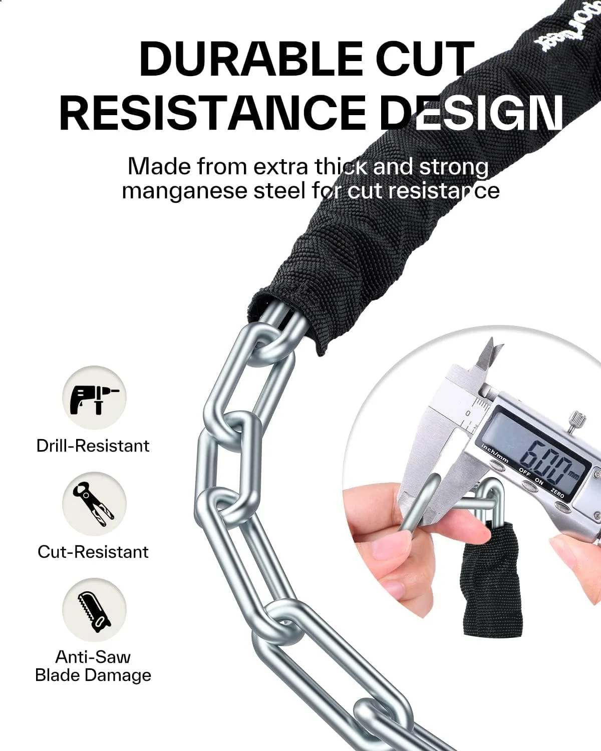 قفل زنجیره ای دوچرخه Sportneer با رمز 5 رقمی، ضد سرقت با امنیت بالا - طول 0.97 متر، قفل دوچرخه سنگین برای دوچرخه و اسکوتر - ضخامت 6 میلی متر قفل زنجیره ای دوچرخه Sportneer با رمز 5 رقمی، ضد سرقت با امنیت بالا - طول 0.97 متر، قفل دوچرخه سنگین برای دوچرخه و اسکوتر - ضخامت 6 میلی متر