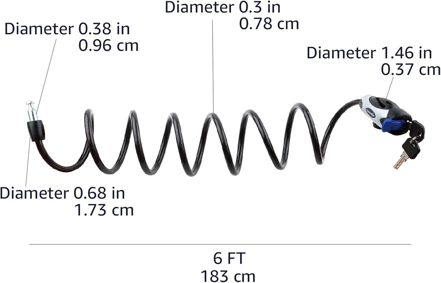 قفل کابلی دوچرخه آمازون بیسیکس، 6 فوت، قابل تنظیم، مشکی، تک عددی قفل کابلی دوچرخه آمازون بیسیکس، 6 فوت، قابل تنظیم، مشکی، تک عددی