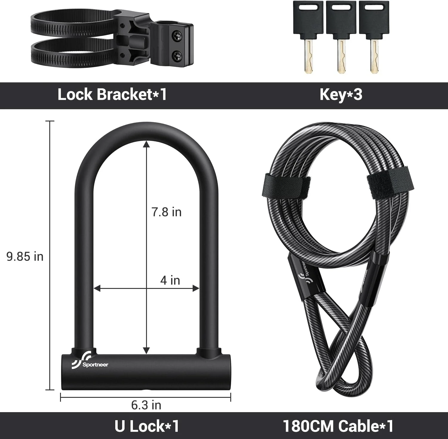 قفل U دوچرخه Sportneer - قفل دوچرخه سنگین 18 میلی متری با کابل امنیتی 6 فوتی - قفل U دوچرخه با براکت نصب محکم برای دوچرخه های جاده ای، کوهستانی، برقی و تاشو، اندازه 9.85''x6.3'' قفل U دوچرخه Sportneer - قفل دوچرخه سنگین 18 میلی متری با کابل امنیتی 6 فوتی - قفل U دوچرخه با براکت نصب محکم برای دوچرخه های جاده ای، کوهستانی، برقی و تاشو، اندازه 9.85''x6.3''