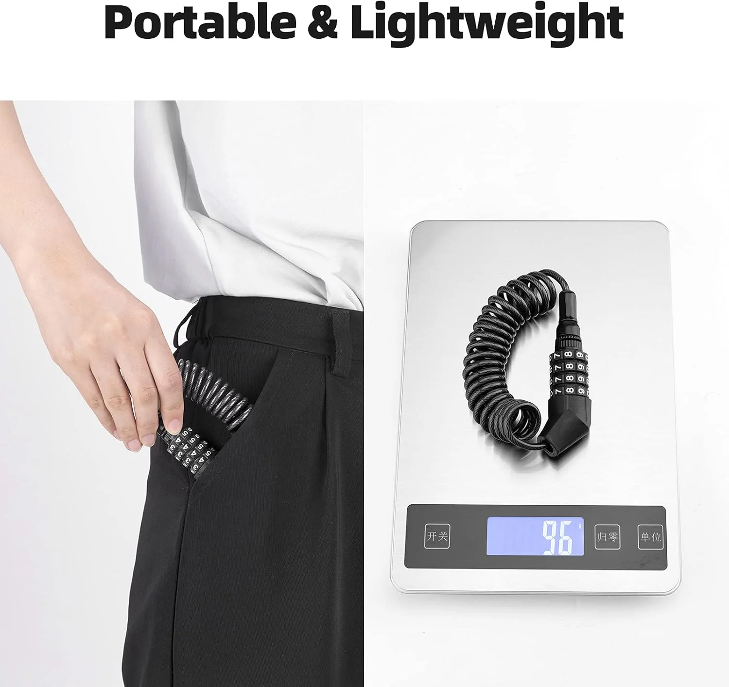 قفل کلاه کاسکت موتور سیکلت ROCKBROS - قفل ترکیبی سبک وزن برای دوچرخه، کالسکه و چمدان قفل کلاه کاسکت موتور سیکلت ROCKBROS - قفل ترکیبی سبک وزن برای دوچرخه، کالسکه و چمدان