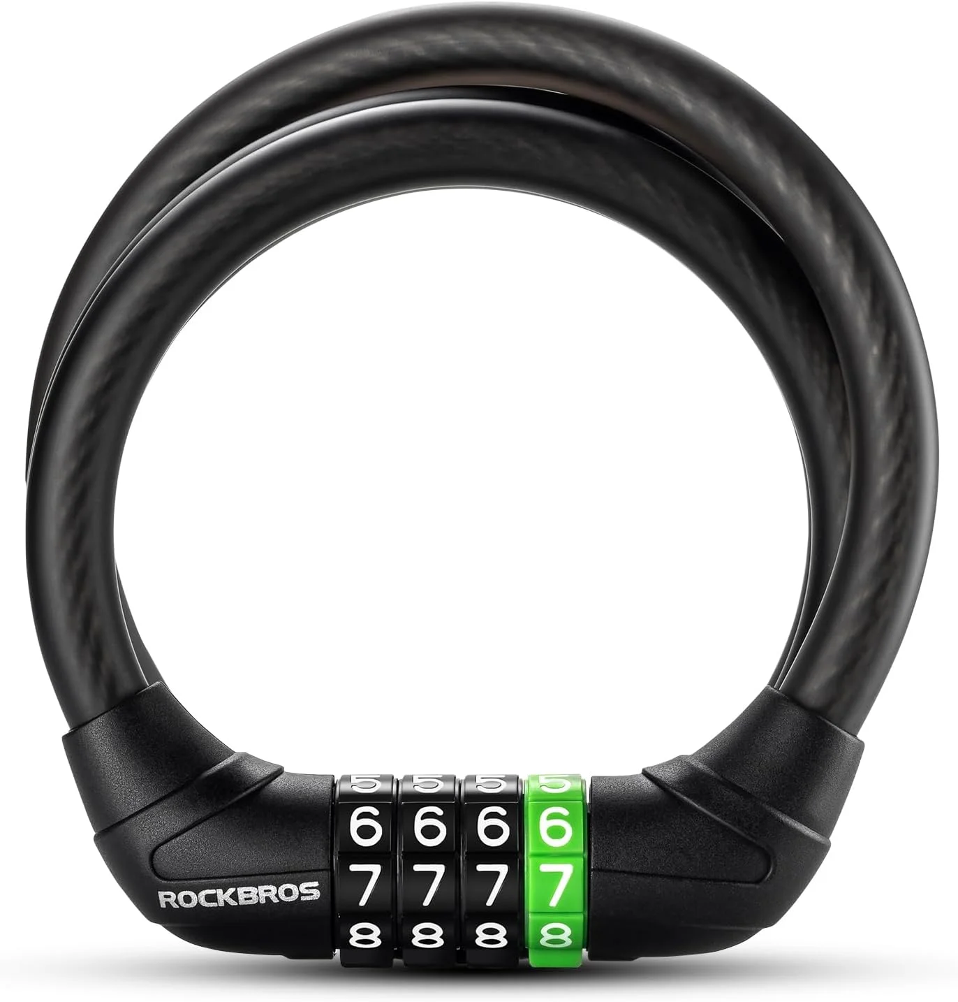 قفل کابلی دوچرخه ROCKBROS، قفل ترکیبی قابل تنظیم مجدد دوچرخه، قفل ضخیم ضد سرقت 9.33 میلی‌متری، قفل سبک وزن دوچرخه برای موتورسیکلت/اسکوتر/در، 115 سانتی‌متر