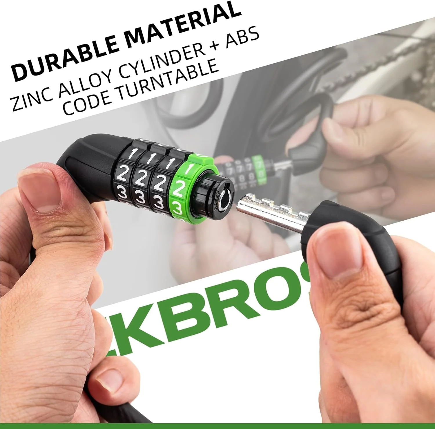 قفل کابلی دوچرخه ROCKBROS، قفل ترکیبی قابل تنظیم مجدد دوچرخه، قفل ضخیم ضد سرقت 9.33 میلیمتری، قفل سبک وزن دوچرخه برای موتورسیکلت/اسکوتر/در، 115 سانتیمتر قفل کابلی دوچرخه ROCKBROS، قفل ترکیبی قابل تنظیم مجدد دوچرخه، قفل ضخیم ضد سرقت 9.33 میلیمتری، قفل سبک وزن دوچرخه برای موتورسیکلت/اسکوتر/در، 115 سانتیمتر