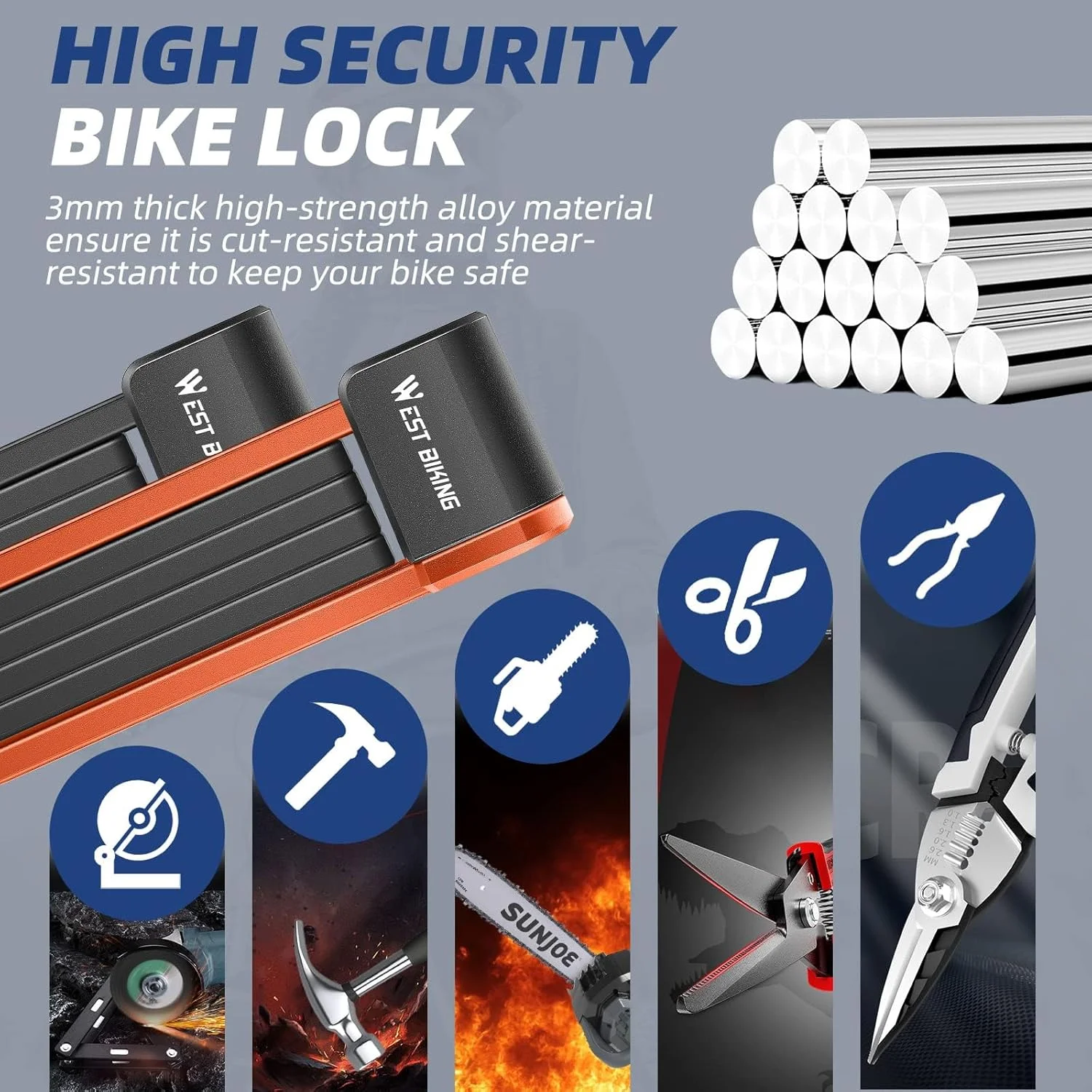 قفل تاشو دوچرخه TERRIFI، قفل جمع و جور دوچرخه با 2 کلید، قفل زنجیری تاشو ضد سرقت سنگین 2.6 فوتی، قفل زنجیری ایمنی دوچرخه با براکت نصب برای دوچرخه های اسکوتر برقی قفل تاشو دوچرخه TERRIFI، قفل جمع و جور دوچرخه با 2 کلید، قفل زنجیری تاشو ضد سرقت سنگین 2.6 فوتی، قفل زنجیری ایمنی دوچرخه با براکت نصب برای دوچرخه های اسکوتر برقی