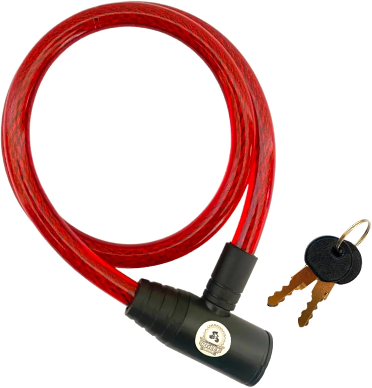 قفل کابلی دوچرخه RALLY با کلید، قفل امنیتی فولادی بافته شده، توصیه شده برای اسکوتر، دوچرخه، موتور سیکلت (قرمز)