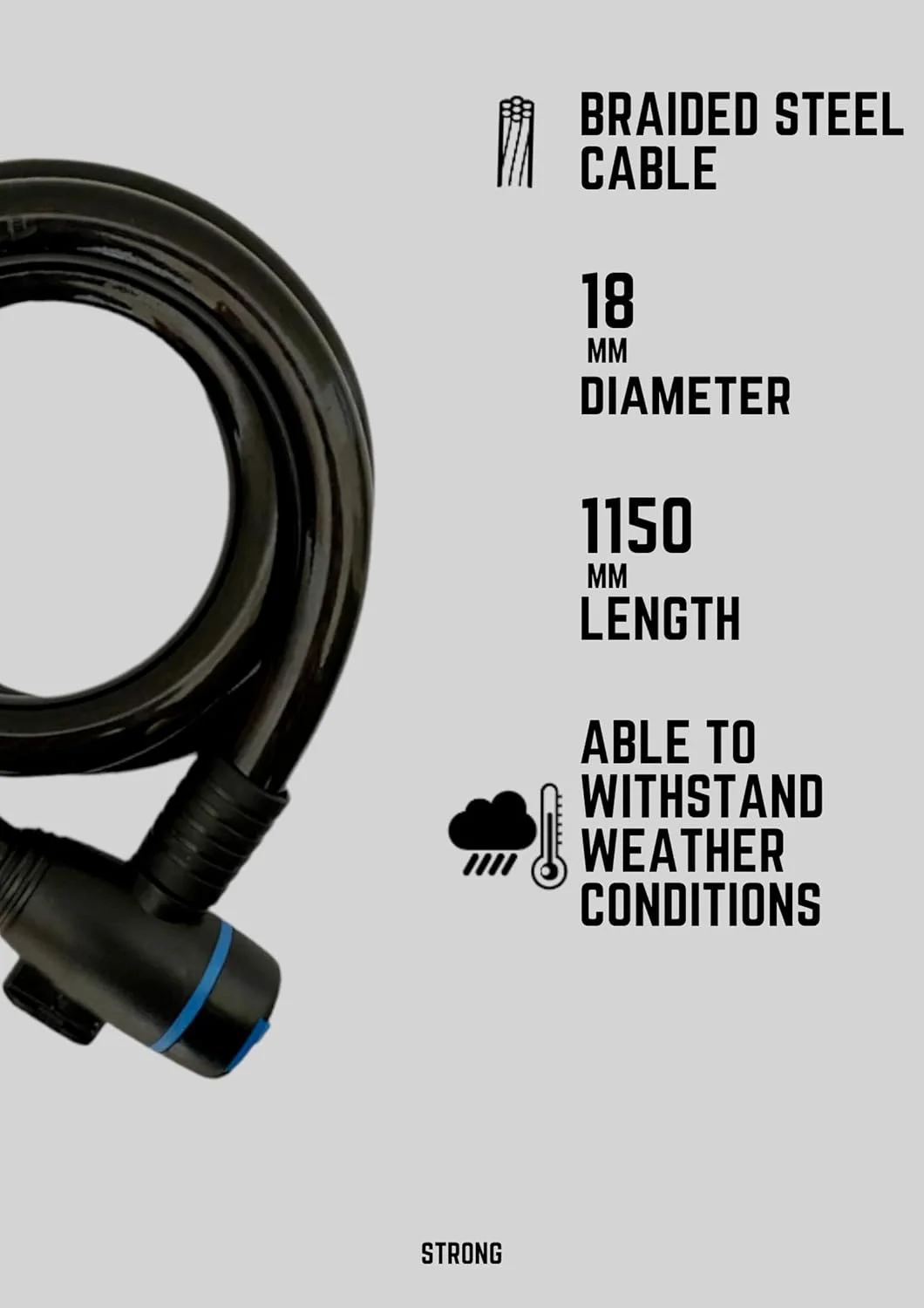 قفل کابلی دوچرخه رالی با کلید، قفل امنیتی بافته شده فولادی، توصیه شده برای اسکوتر، دوچرخه، موتور سیکلت (مشکی) قفل کابلی دوچرخه رالی با کلید، قفل امنیتی بافته شده فولادی، توصیه شده برای اسکوتر، دوچرخه، موتور سیکلت (مشکی)