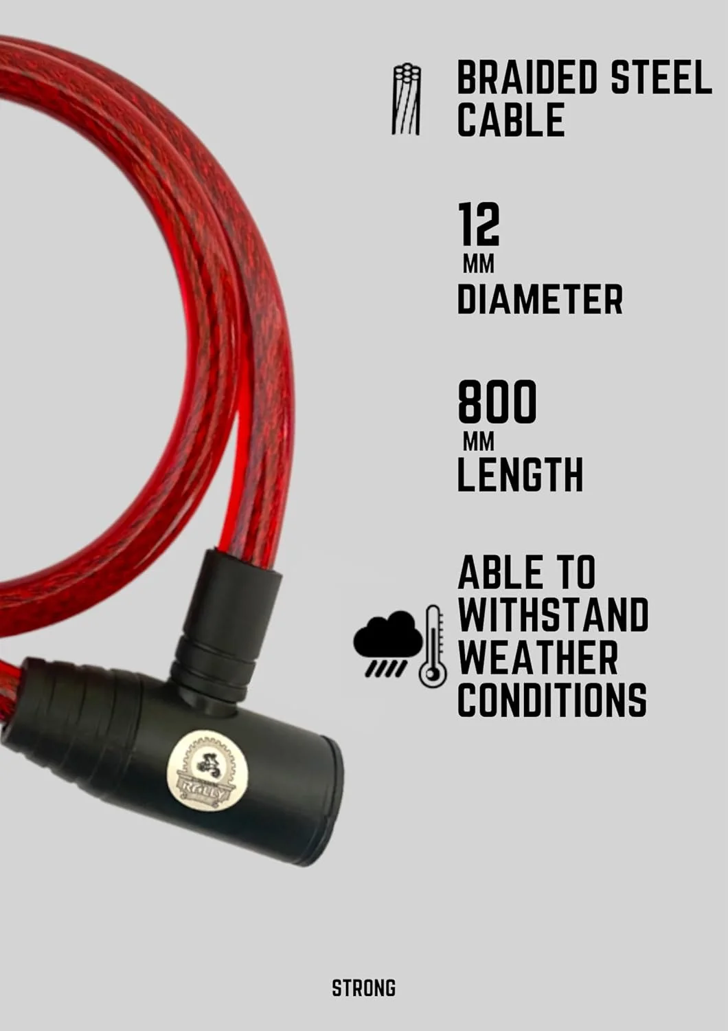 قفل کابلی دوچرخه RALLY با کلید، قفل امنیتی فولادی بافته شده، توصیه شده برای اسکوتر، دوچرخه، موتور سیکلت (قرمز) قفل کابلی دوچرخه RALLY با کلید، قفل امنیتی فولادی بافته شده، توصیه شده برای اسکوتر، دوچرخه، موتور سیکلت (قرمز)