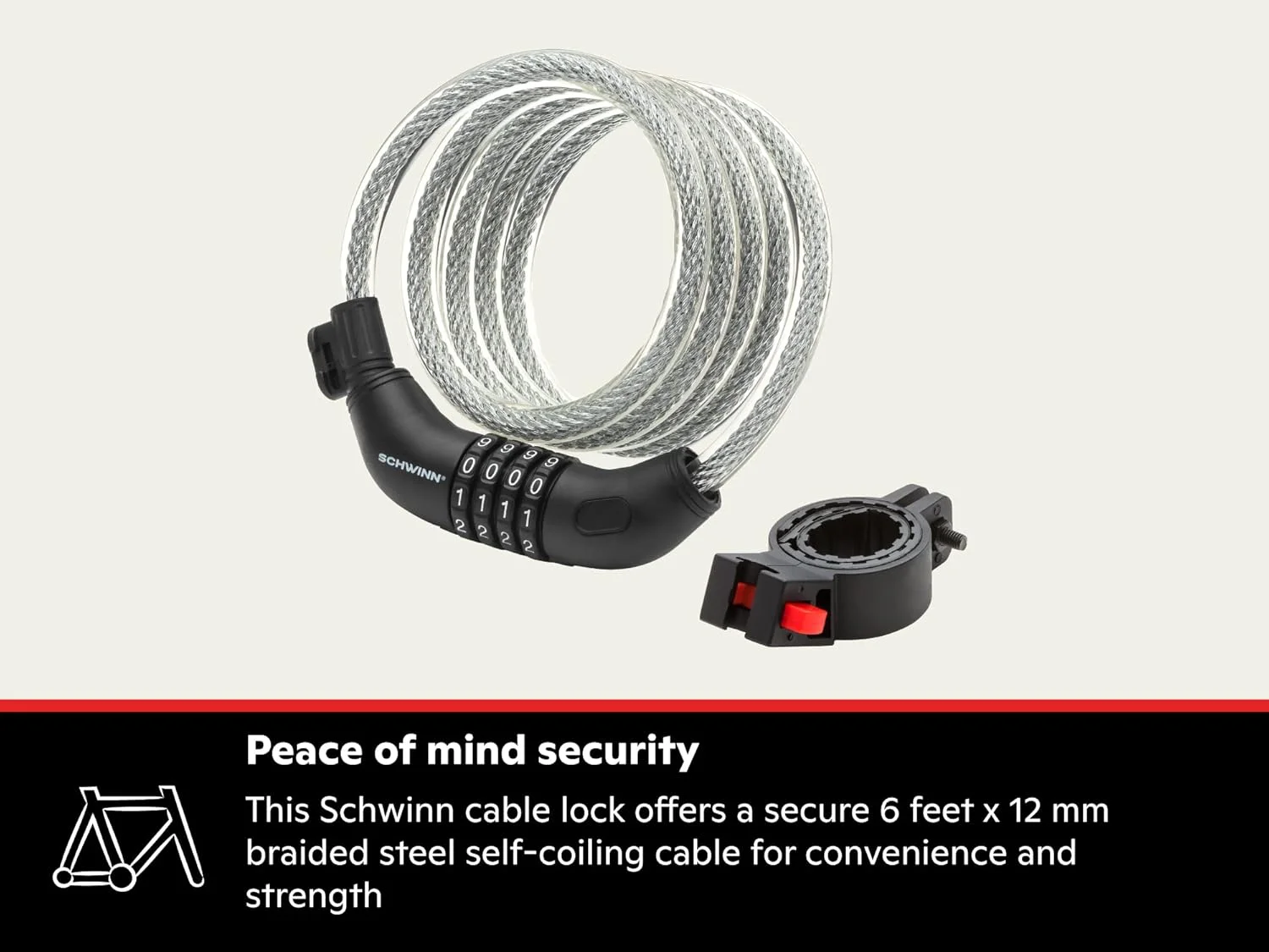 قفل کابلی دوچرخه ضد سرقت شوین، سطح امنیت 3، قفل ترکیبی، 6 فوت قفل کابلی دوچرخه ضد سرقت شوین، سطح امنیت 3، قفل ترکیبی، 6 فوت