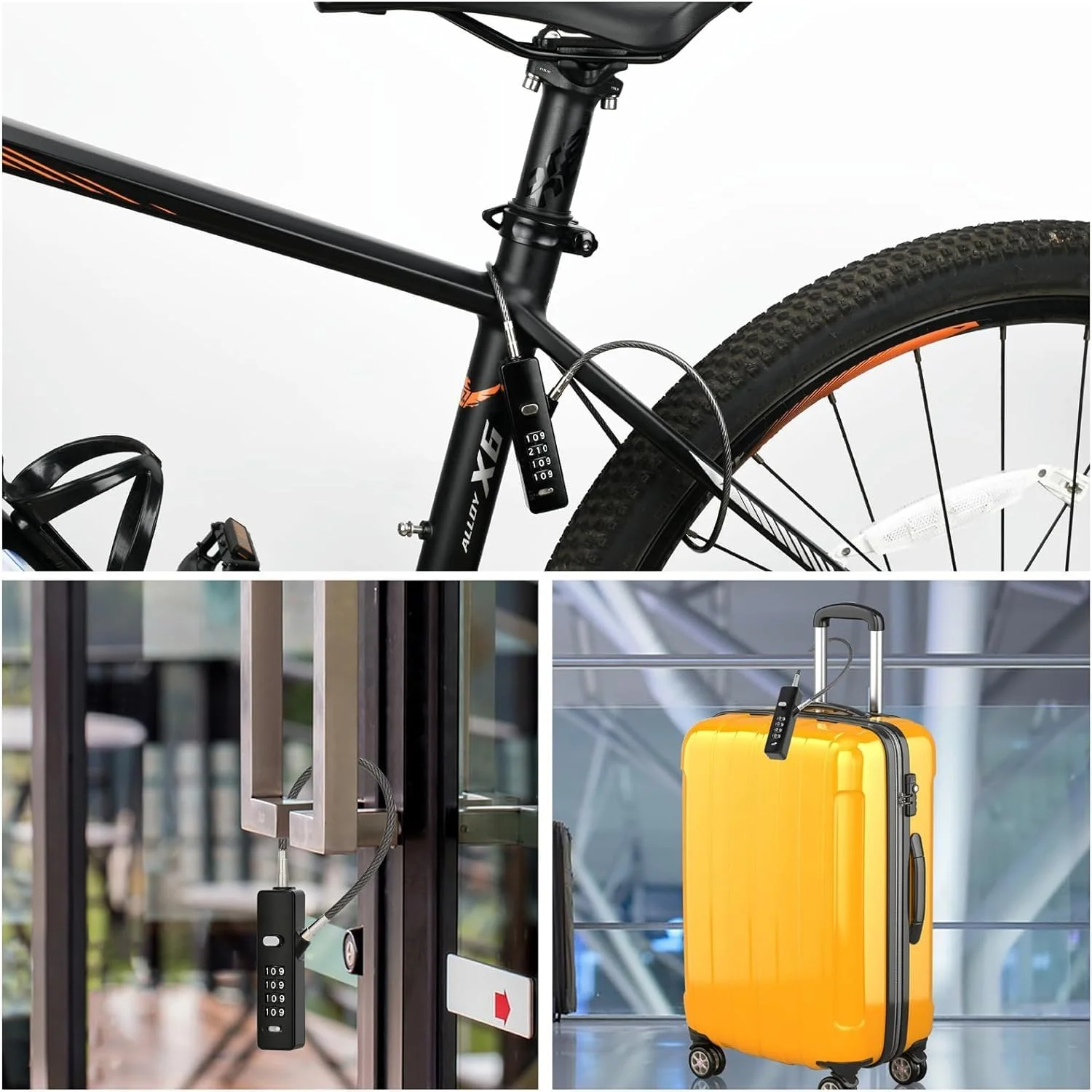 قفل کابلی NALACAL با رمز عبور، طناب کابلی فولادی قفل رمزدار 4 رقمی با 3 کابل برای دوچرخه، کمدهای قفل دار، کابینت های پرونده، کمد لباس، حصارهای کوچک و درب یخچال (مشکی) قفل کابلی NALACAL با رمز عبور، طناب کابلی فولادی قفل رمزدار 4 رقمی با 3 کابل برای دوچرخه، کمدهای قفل دار، کابینت های پرونده، کمد لباس، حصارهای کوچک و درب یخچال (مشکی)