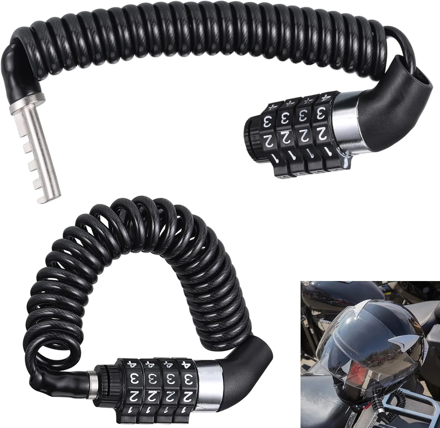 قفل کلاه ایمنی دوچرخه Hejo، 2 عدد قفل ترکیبی چند منظوره و مقاوم برای فضای باز (مشکی)